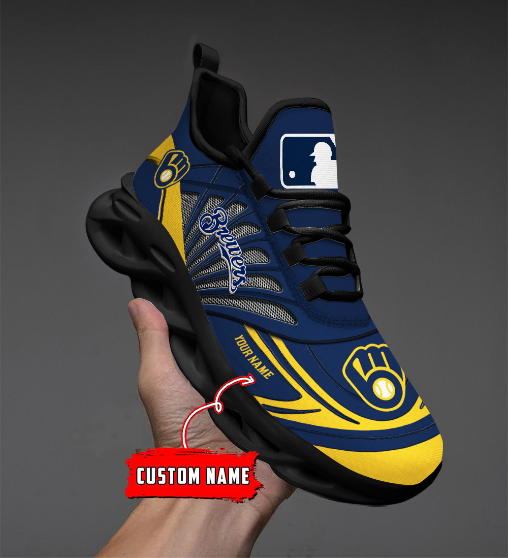 Custom Name Milwaukee Brewers PERSONALIZED MAX SOUL SHOES DS005 - Famjoys Custom Name Milwaukee Brewers PERSONALIZED MAX SOUL SHOES DS005 - Famjoys
