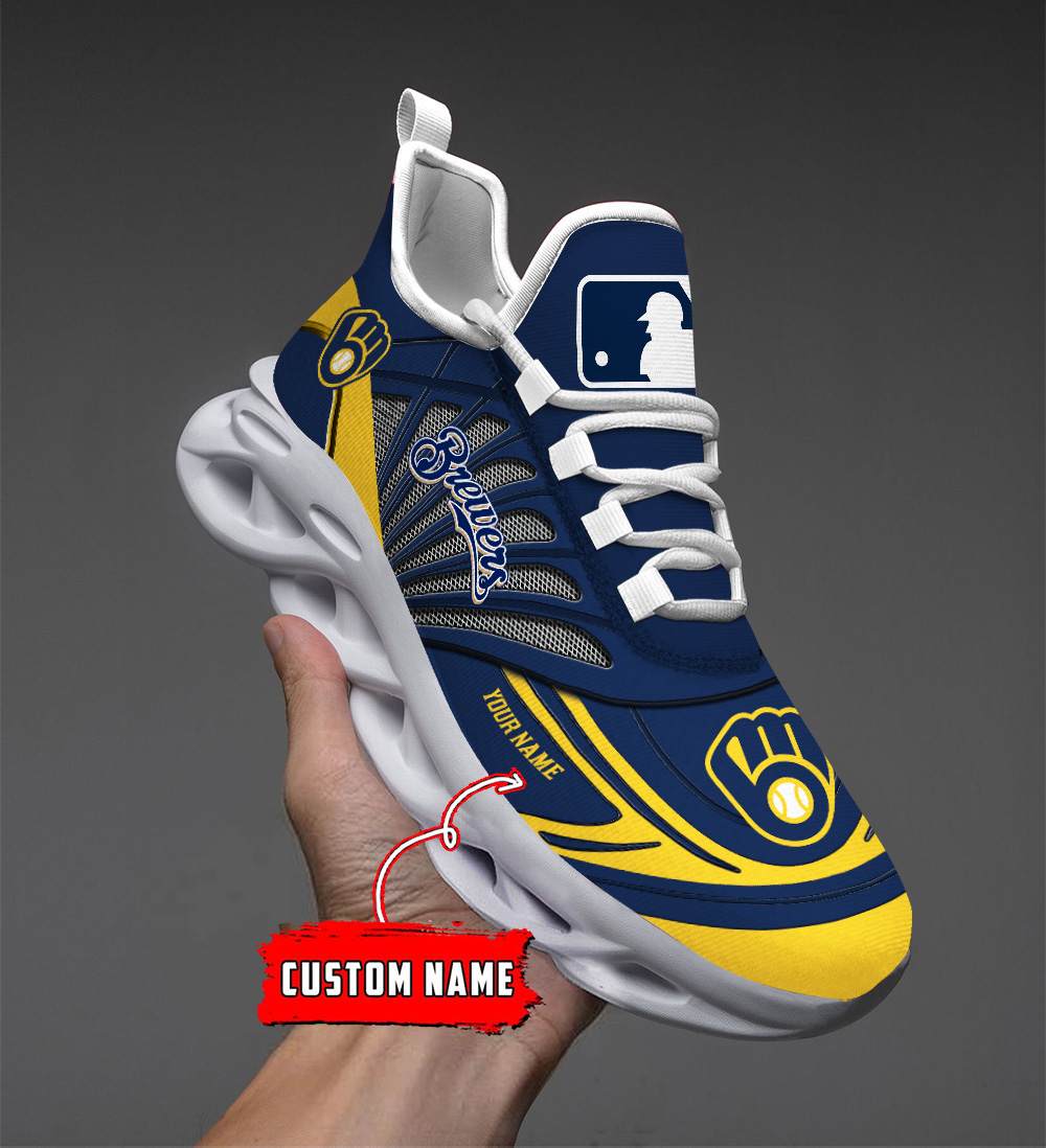 Custom Name Milwaukee Brewers PERSONALIZED MAX SOUL SHOES DS005 - Famjoys Custom Name Milwaukee Brewers PERSONALIZED MAX SOUL SHOES DS005 - Famjoys