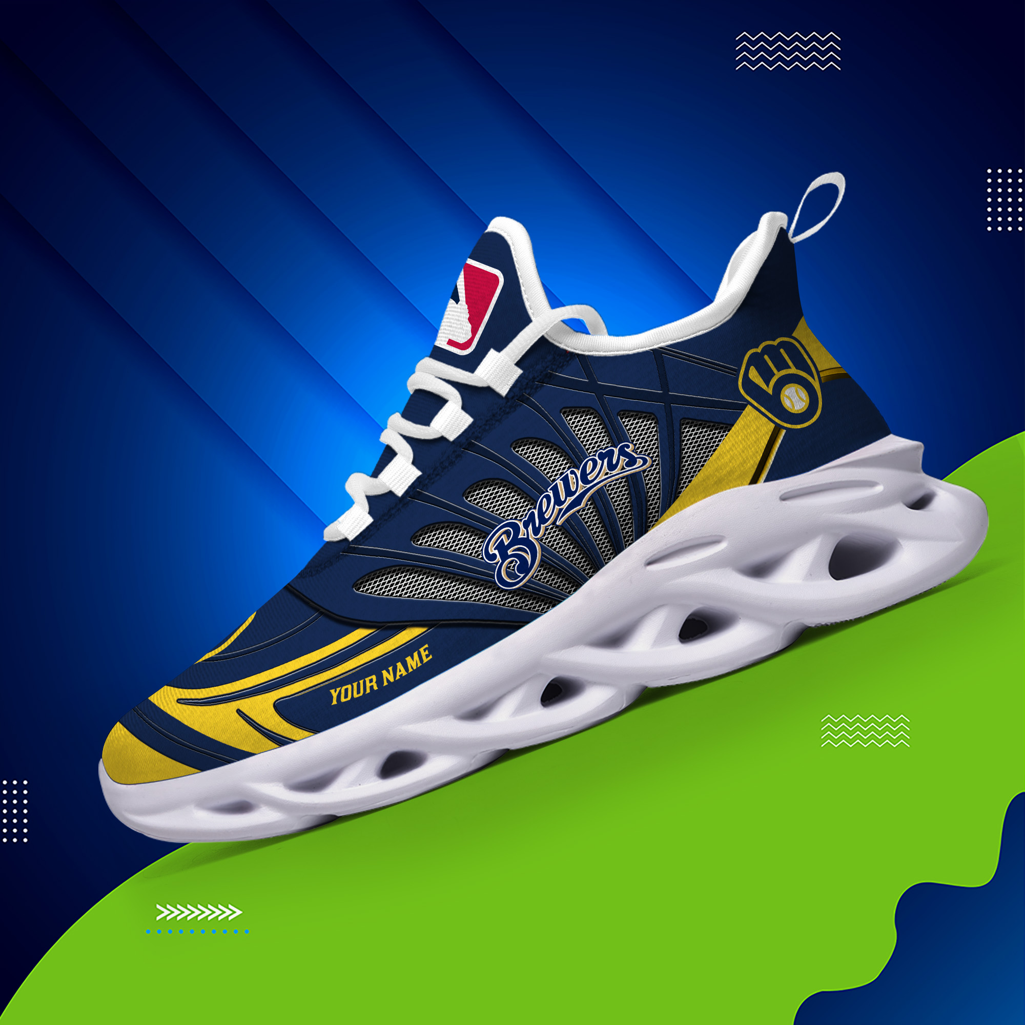 Custom Name Milwaukee Brewers PERSONALIZED MAX SOUL SHOES DS005 - Famjoys Custom Name Milwaukee Brewers PERSONALIZED MAX SOUL SHOES DS005 - Famjoys