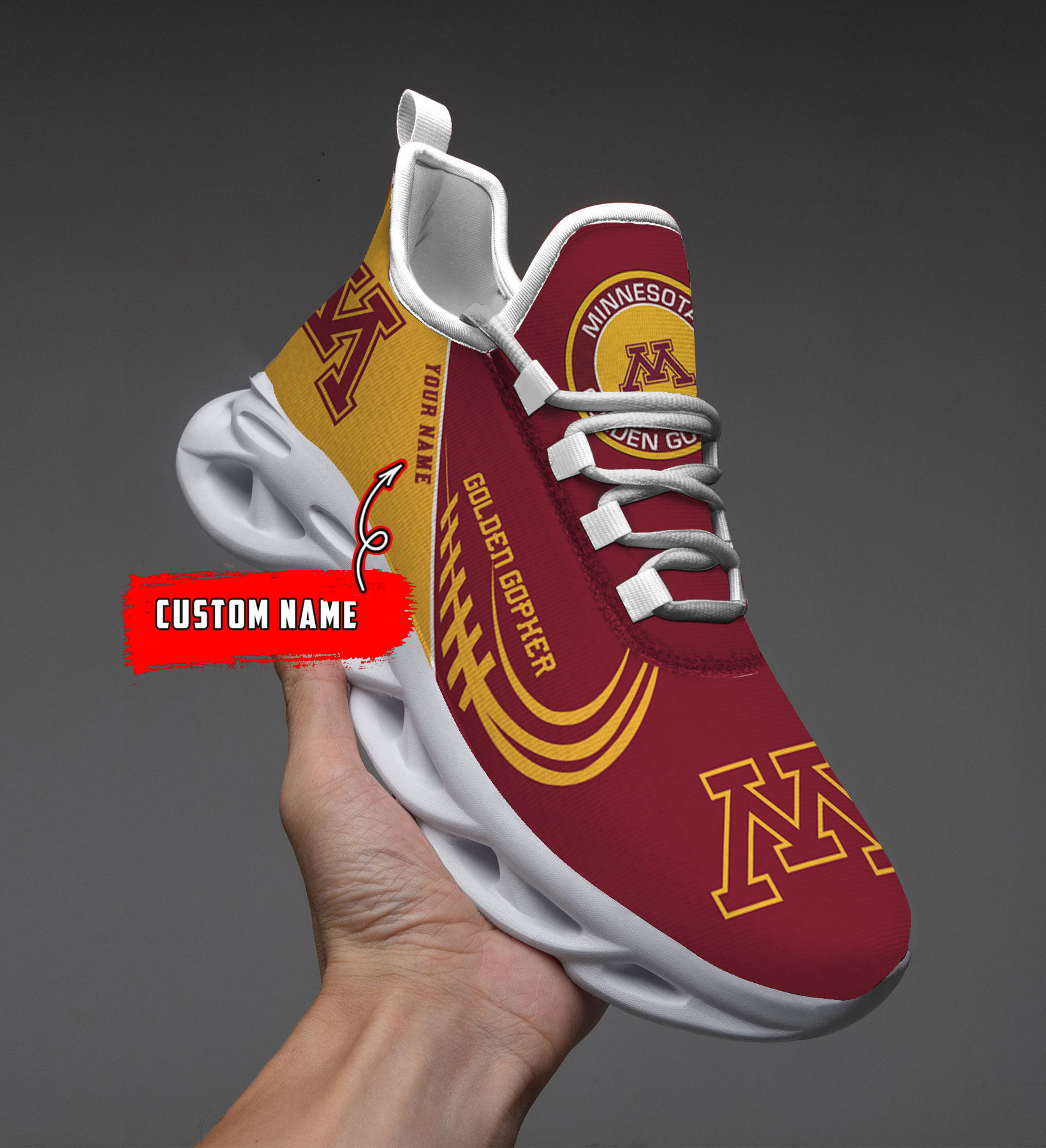 Custom Name Minnesota Golden Gophers PERSONALIZED MAX SOUL SHOES DS006 - Famjoys Custom Name Minnesota Golden Gophers PERSONALIZED MAX SOUL SHOES DS006 - Famjoys