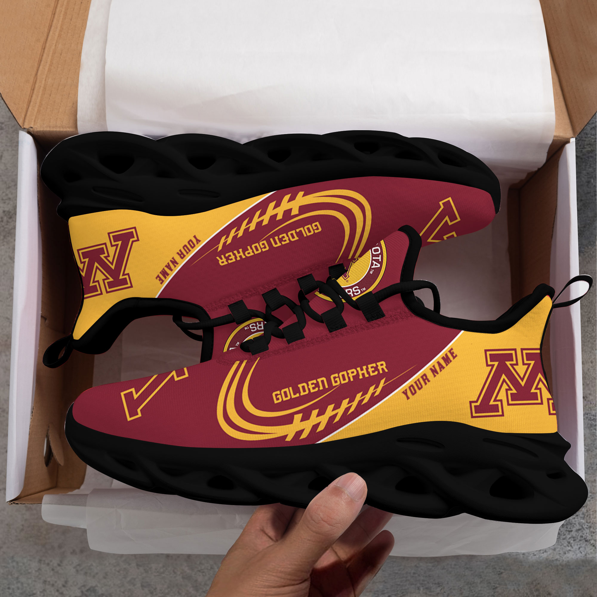 Custom Name Minnesota Golden Gophers PERSONALIZED MAX SOUL SHOES DS006 - Famjoys Custom Name Minnesota Golden Gophers PERSONALIZED MAX SOUL SHOES DS006 - Famjoys