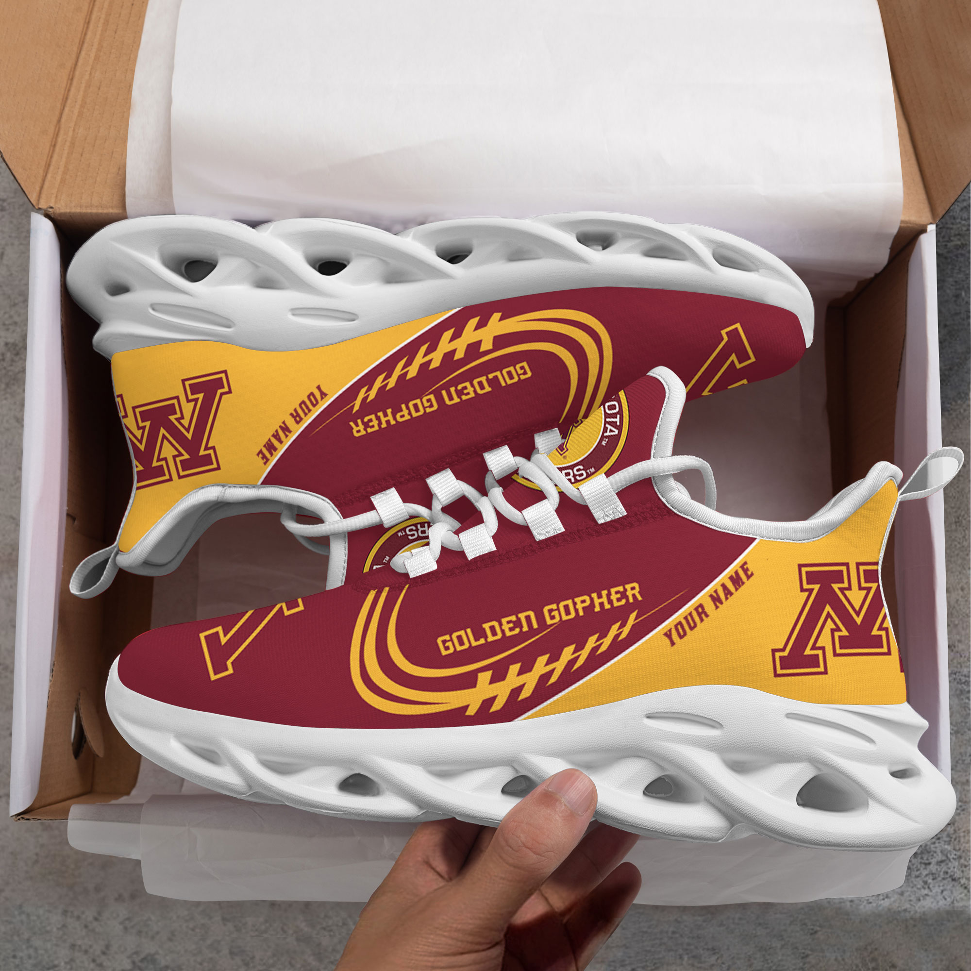 Custom Name Minnesota Golden Gophers PERSONALIZED MAX SOUL SHOES DS006 - Famjoys Custom Name Minnesota Golden Gophers PERSONALIZED MAX SOUL SHOES DS006 - Famjoys