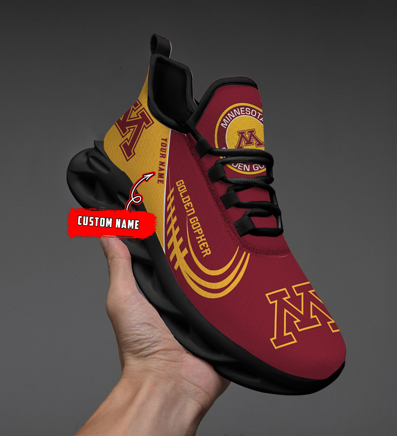 Custom Name Minnesota Golden Gophers PERSONALIZED MAX SOUL SHOES DS006 - Famjoys Custom Name Minnesota Golden Gophers PERSONALIZED MAX SOUL SHOES DS006 - Famjoys