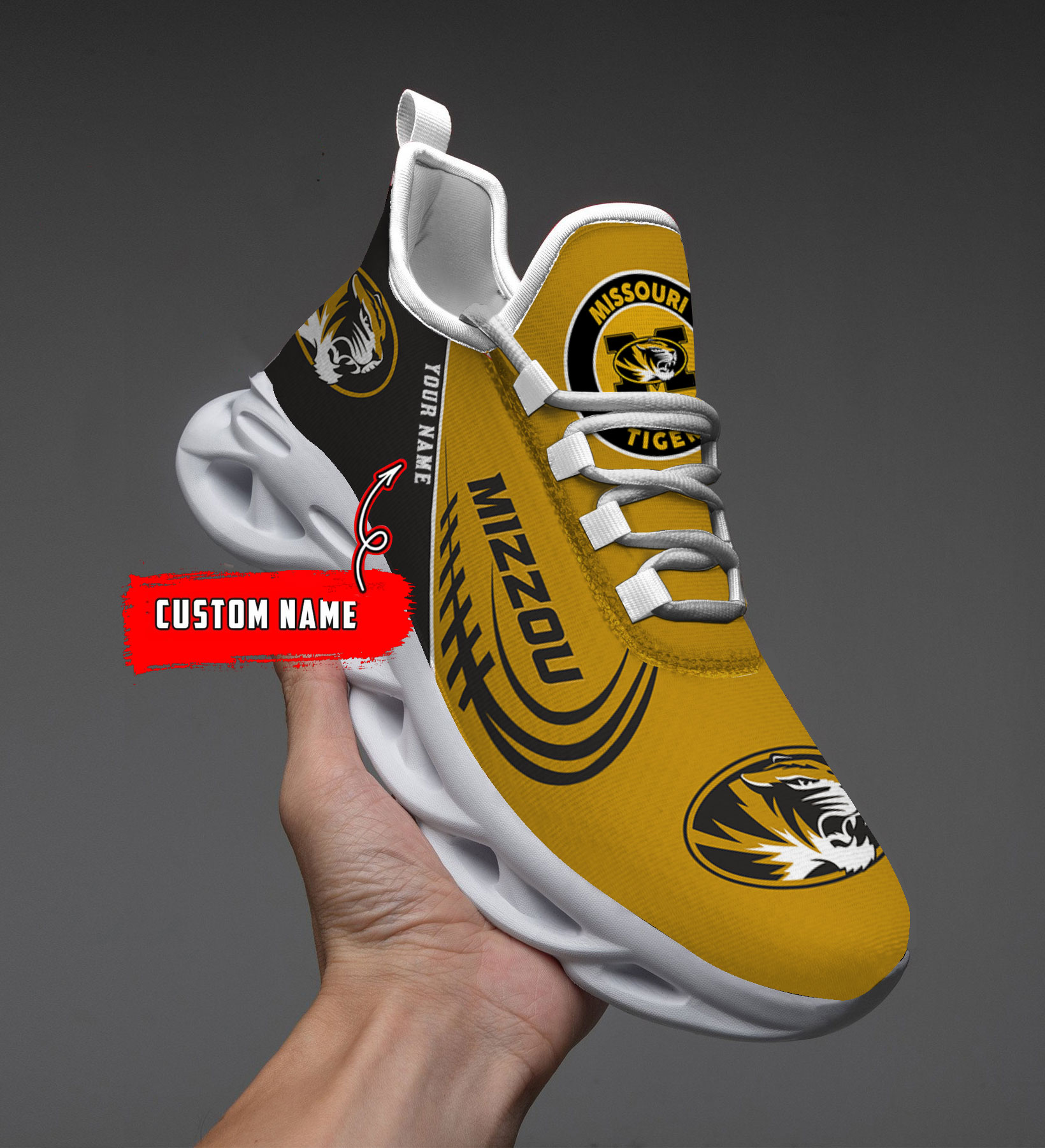 Custom Name Missouri Tigers PERSONALIZED MAX SOUL SHOES DS006 - Famjoys Custom Name Missouri Tigers PERSONALIZED MAX SOUL SHOES DS006 - Famjoys
