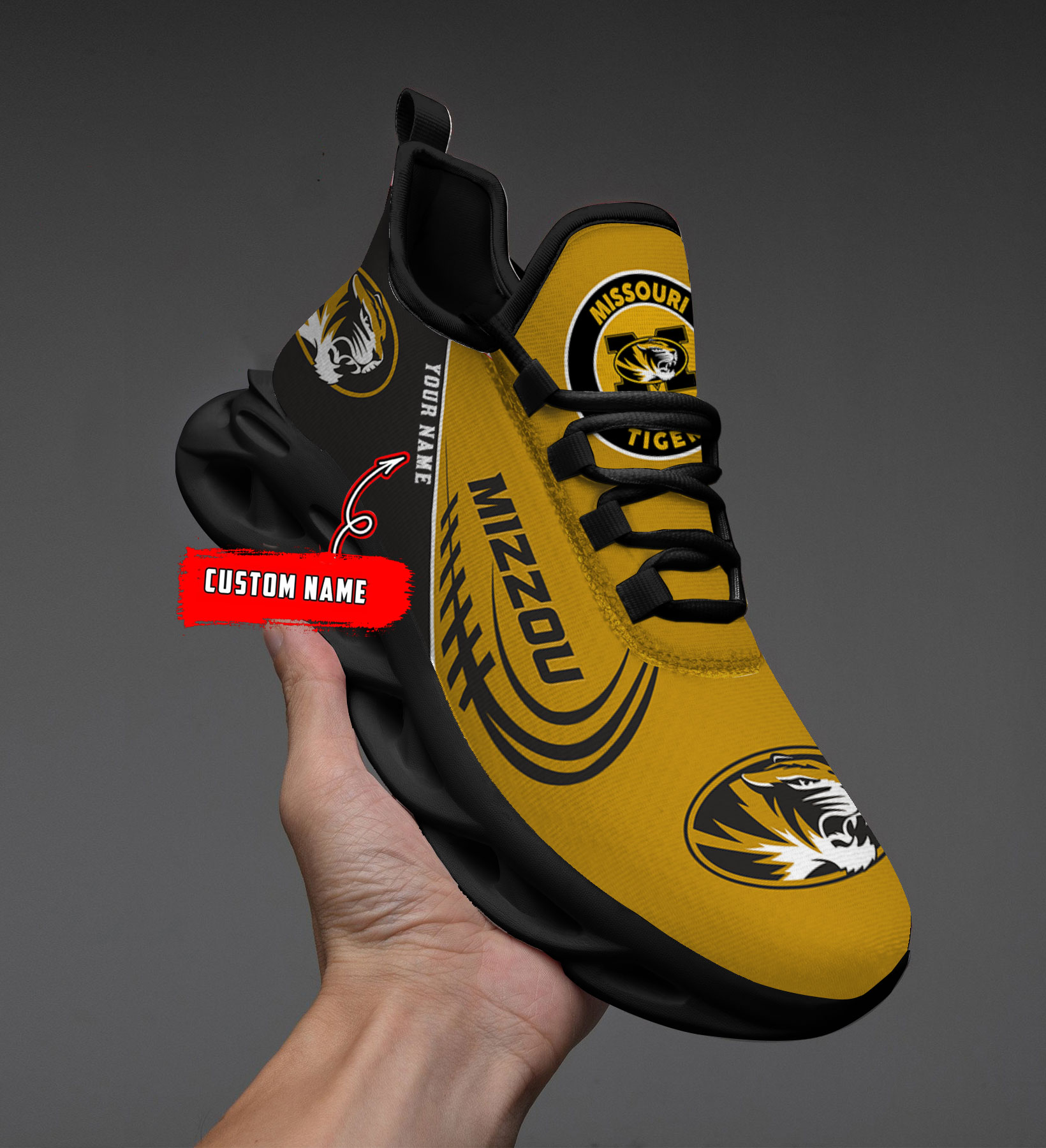 Custom Name Missouri Tigers PERSONALIZED MAX SOUL SHOES DS006 - Famjoys Custom Name Missouri Tigers PERSONALIZED MAX SOUL SHOES DS006 - Famjoys