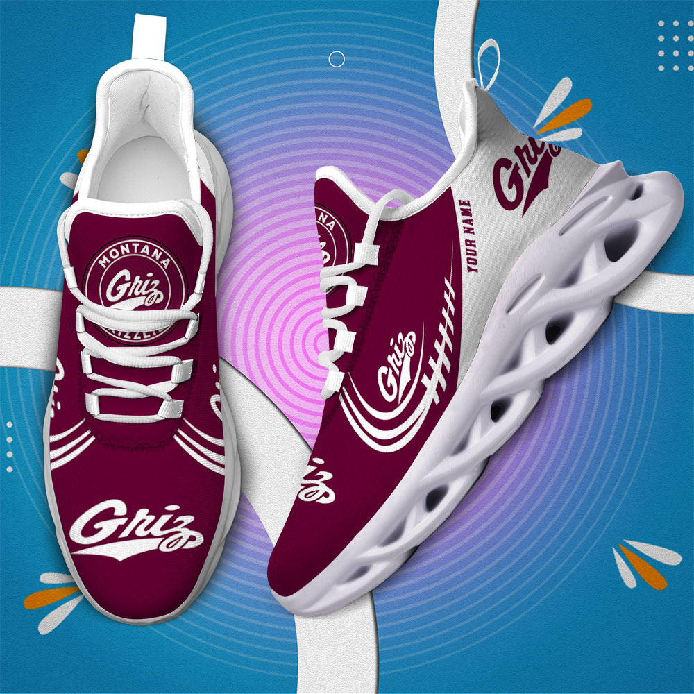 Custom Name Montana Grizzlies PERSONALIZED MAX SOUL SHOES DS006 - Famjoys Custom Name Montana Grizzlies PERSONALIZED MAX SOUL SHOES DS006 - Famjoys