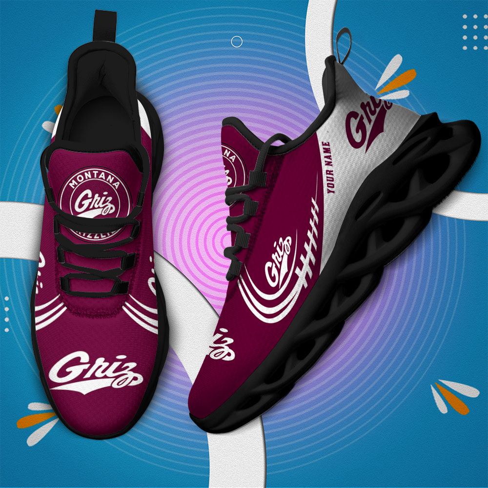 Custom Name Montana Grizzlies PERSONALIZED MAX SOUL SHOES DS006 - Famjoys Custom Name Montana Grizzlies PERSONALIZED MAX SOUL SHOES DS006 - Famjoys
