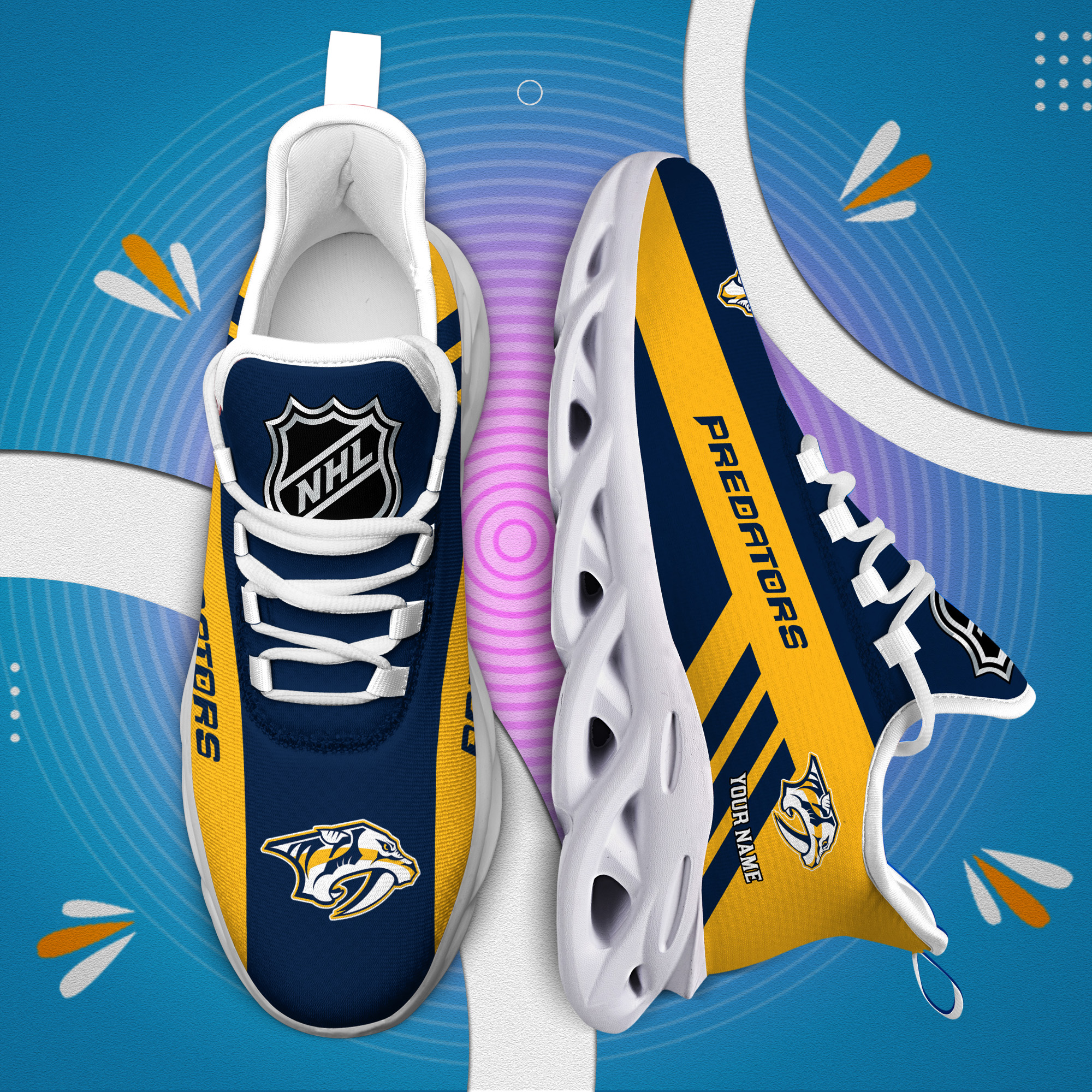 Custom Name Nashville Predators PERSONALIZED MAX SOUL SHOES DS004 - Famjoys Custom Name Nashville Predators PERSONALIZED MAX SOUL SHOES DS004 - Famjoys