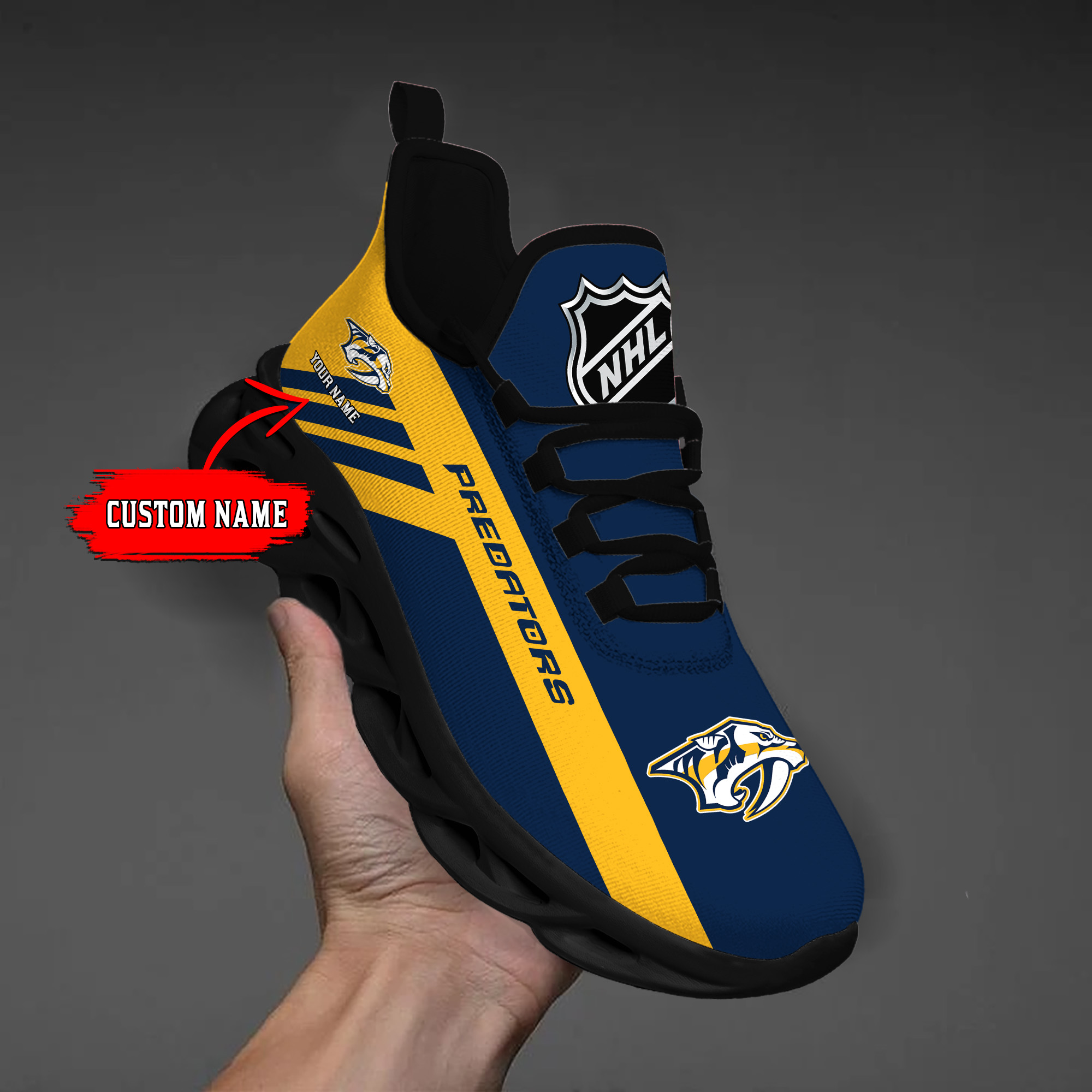 Custom Name Nashville Predators PERSONALIZED MAX SOUL SHOES DS004 - Famjoys Custom Name Nashville Predators PERSONALIZED MAX SOUL SHOES DS004 - Famjoys