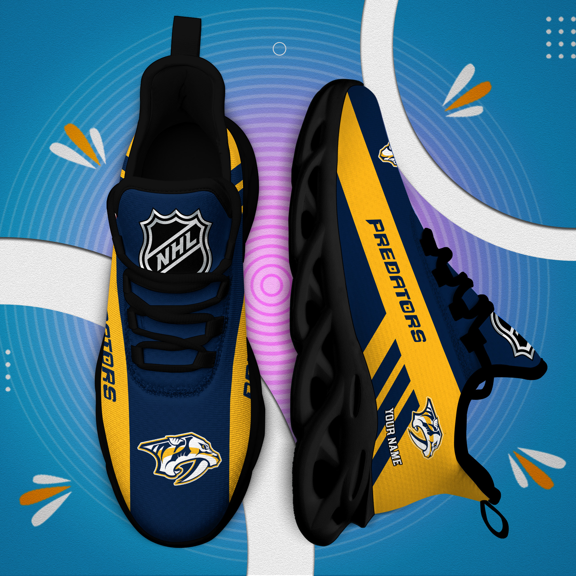 Custom Name Nashville Predators PERSONALIZED MAX SOUL SHOES DS004 - Famjoys Custom Name Nashville Predators PERSONALIZED MAX SOUL SHOES DS004 - Famjoys
