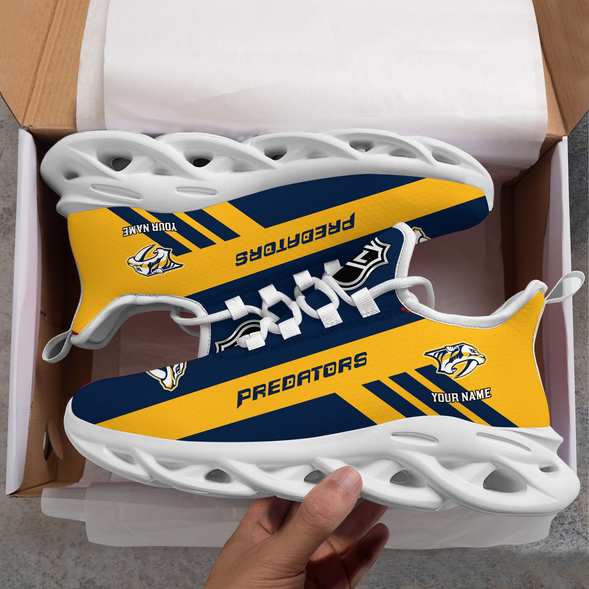 Custom Name Nashville Predators PERSONALIZED MAX SOUL SHOES DS004 - Famjoys Custom Name Nashville Predators PERSONALIZED MAX SOUL SHOES DS004 - Famjoys