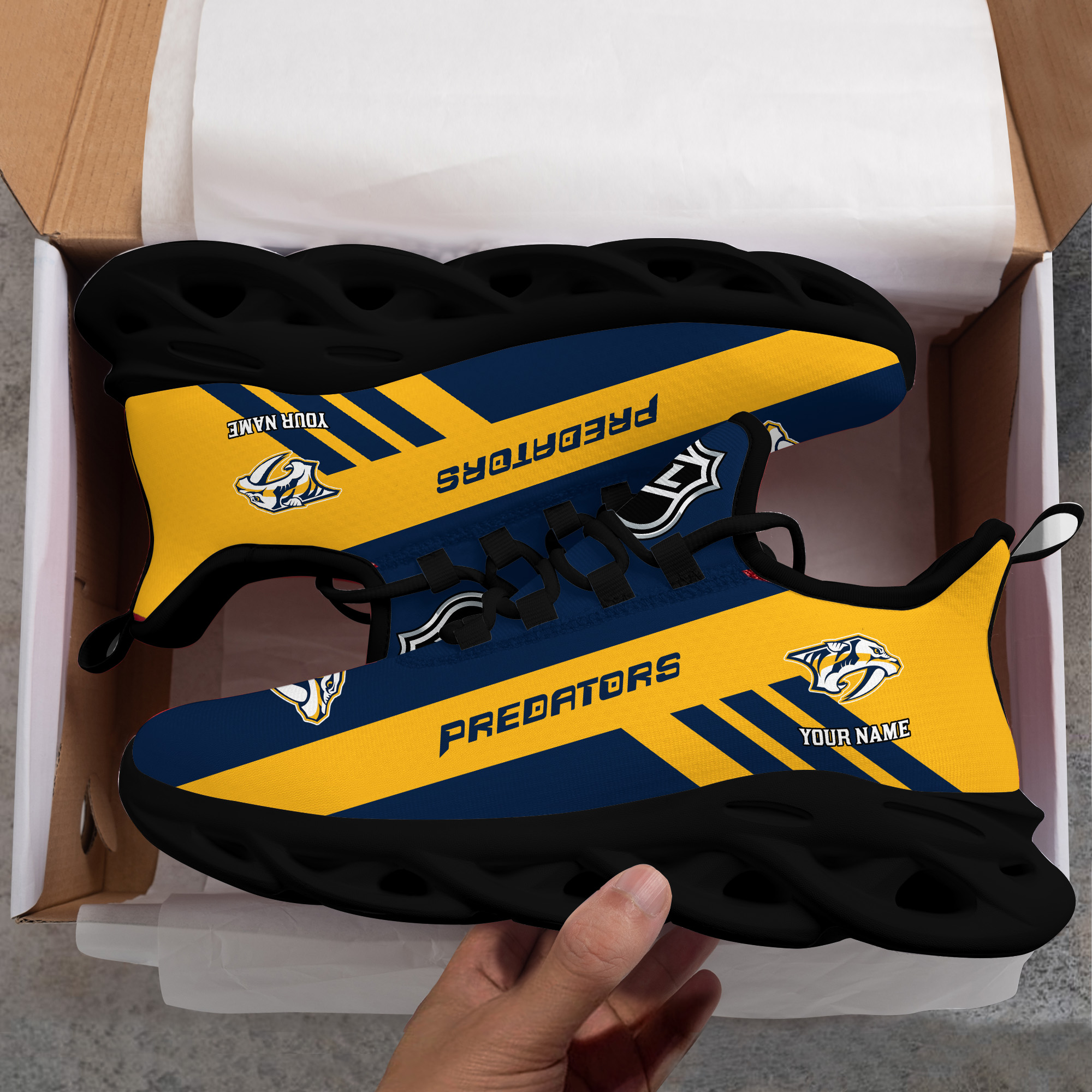 Custom Name Nashville Predators PERSONALIZED MAX SOUL SHOES DS004 - Famjoys Custom Name Nashville Predators PERSONALIZED MAX SOUL SHOES DS004 - Famjoys