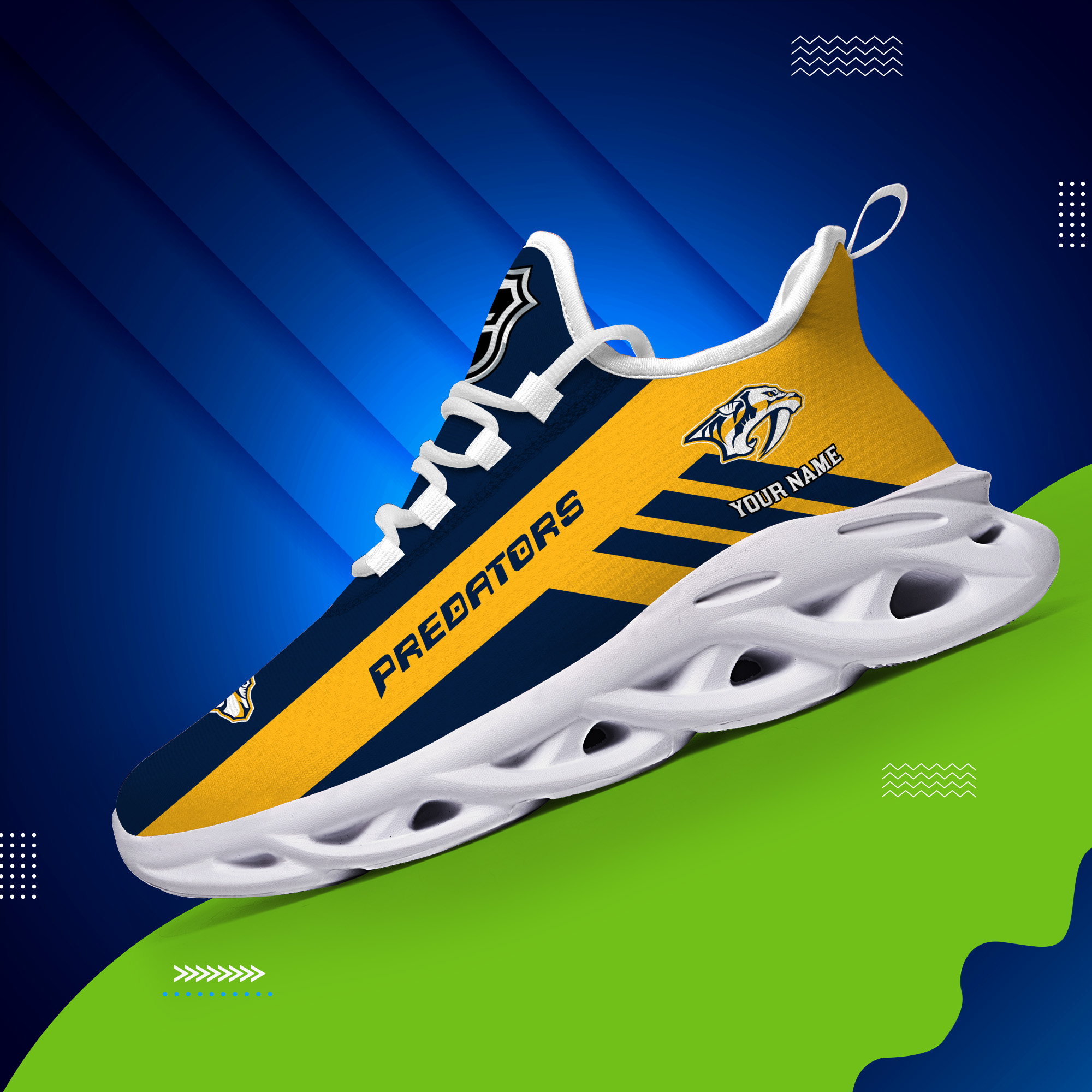 Custom Name Nashville Predators PERSONALIZED MAX SOUL SHOES DS004 - Famjoys Custom Name Nashville Predators PERSONALIZED MAX SOUL SHOES DS004 - Famjoys