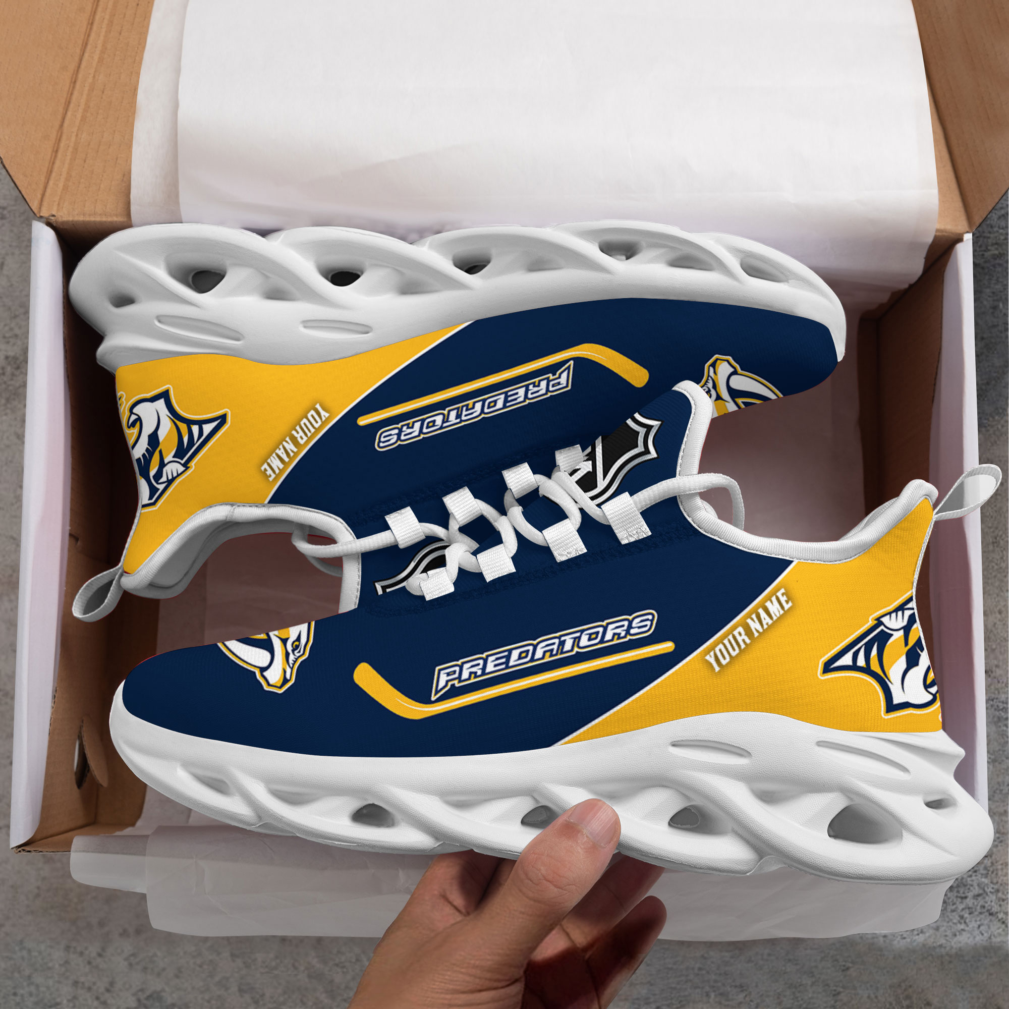 Custom Name Nashville Predators PERSONALIZED MAX SOUL SHOES DS006 NEW 2022 M1 - Famjoys Custom Name Nashville Predators PERSONALIZED MAX SOUL SHOES DS006 NEW 2022 M1 - Famjoys