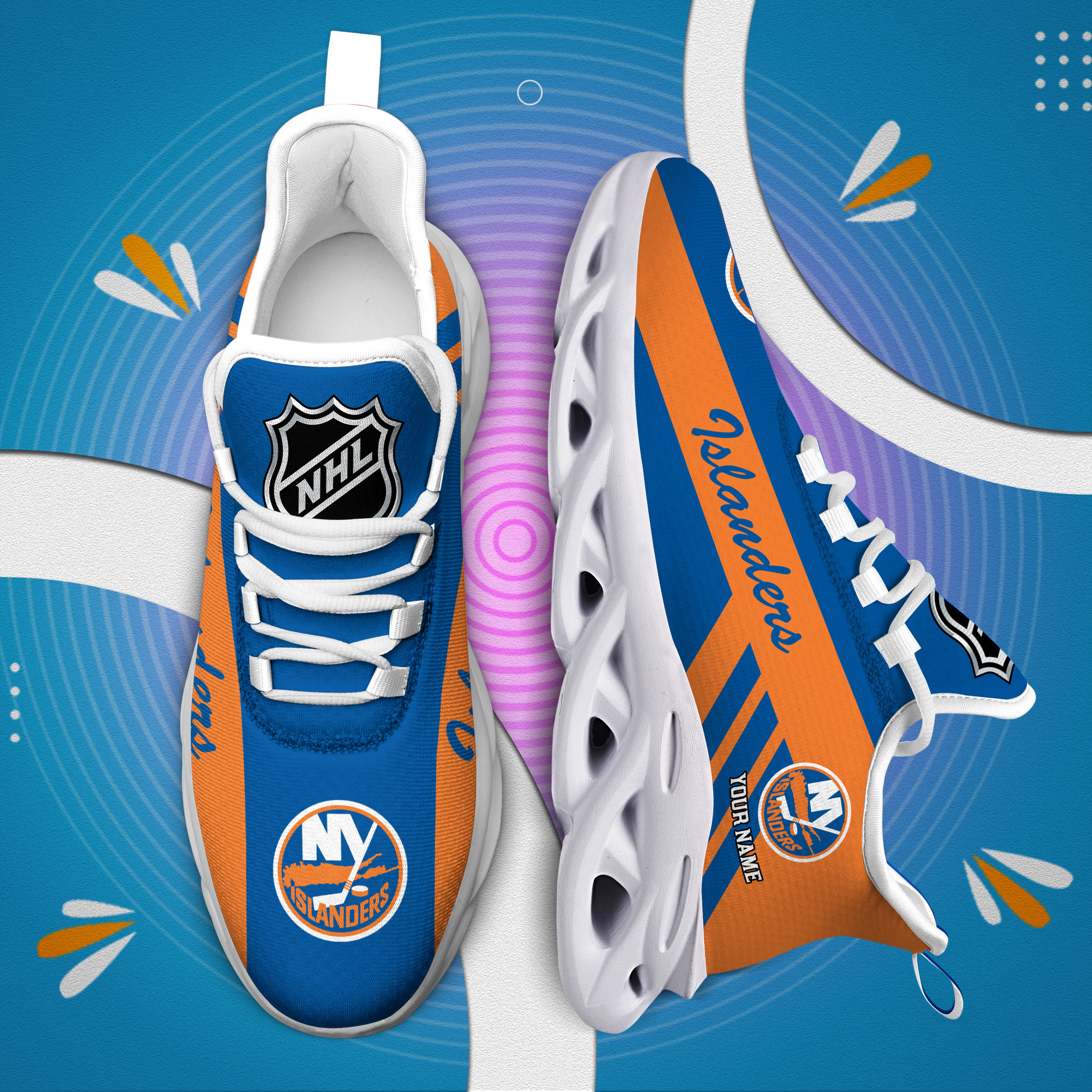 Custom Name New York Islanders PERSONALIZED MAX SOUL SHOES DS004 - Famjoys Custom Name New York Islanders PERSONALIZED MAX SOUL SHOES DS004 - Famjoys