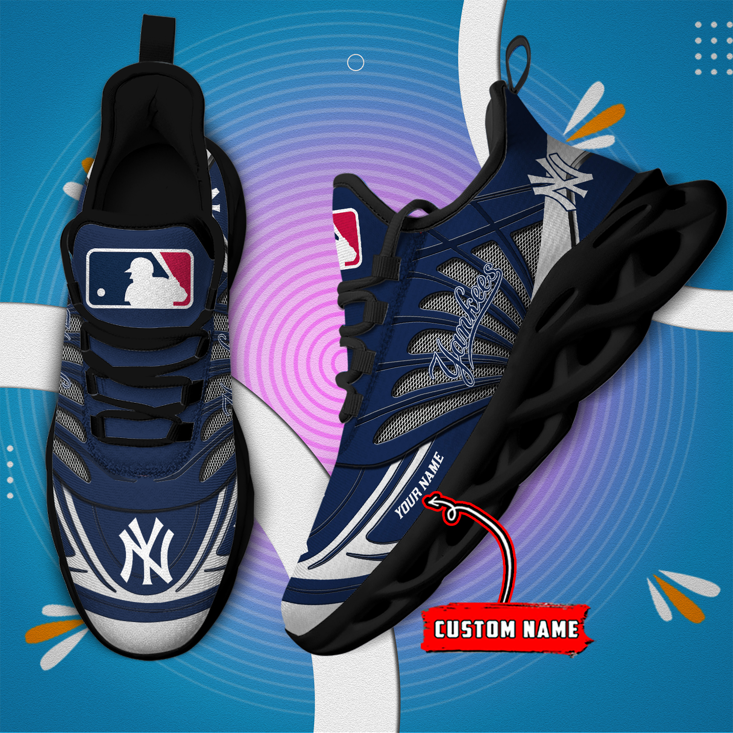 Custom Name New York Yankees PERSONALIZED MAX SOUL SHOES DS005 - Famjoys Custom Name New York Yankees PERSONALIZED MAX SOUL SHOES DS005 - Famjoys