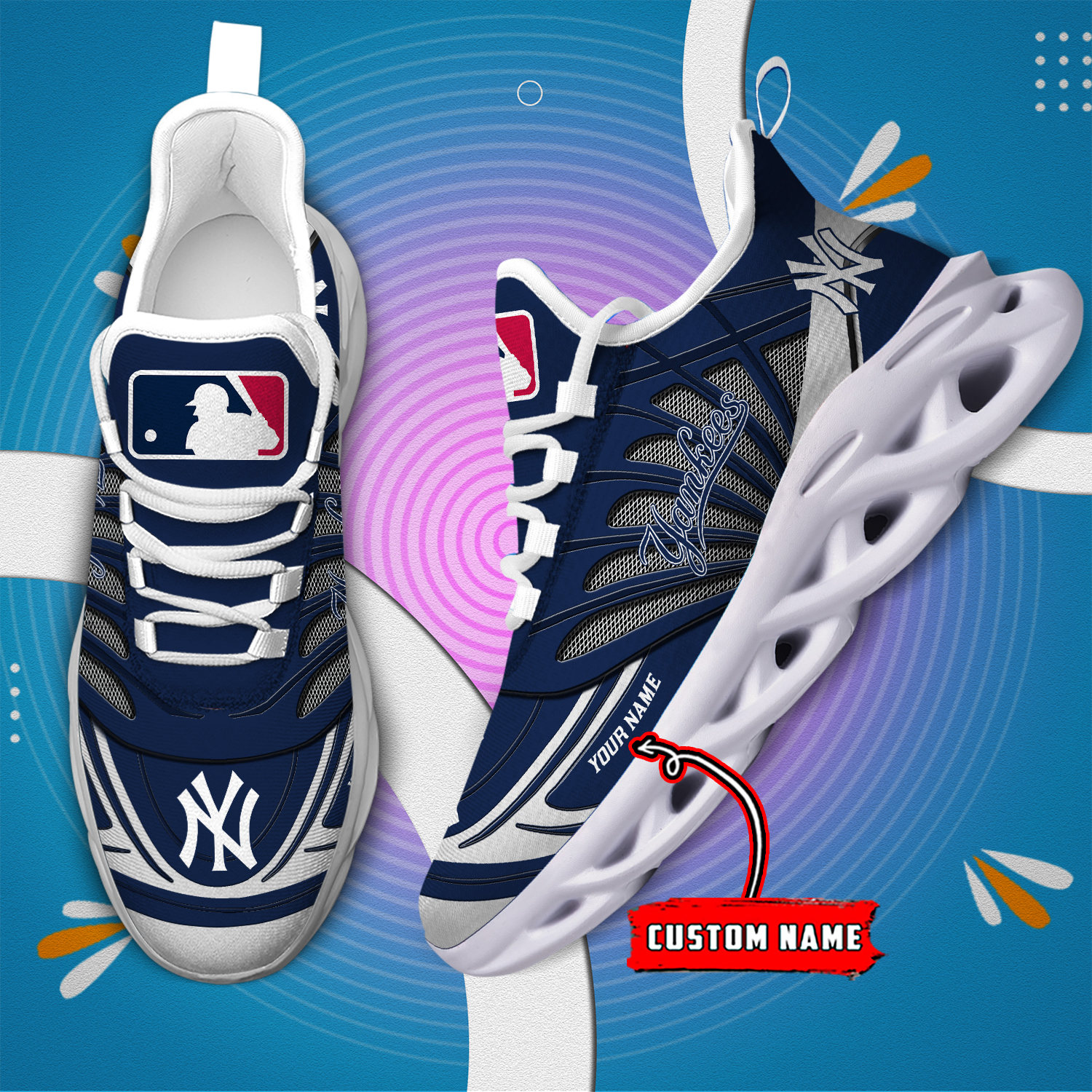 Custom Name New York Yankees PERSONALIZED MAX SOUL SHOES DS005 - Famjoys Custom Name New York Yankees PERSONALIZED MAX SOUL SHOES DS005 - Famjoys