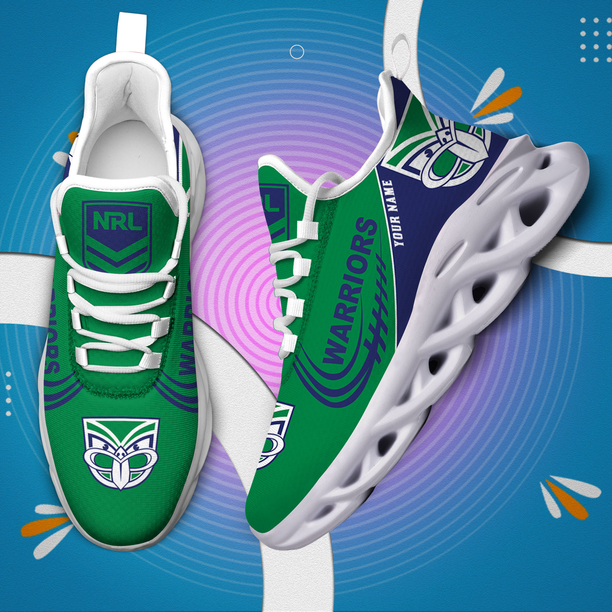Custom Name New Zealand Warriors PERSONALIZED MAX SOUL SHOES DS006 - Famjoys Custom Name New Zealand Warriors PERSONALIZED MAX SOUL SHOES DS006 - Famjoys