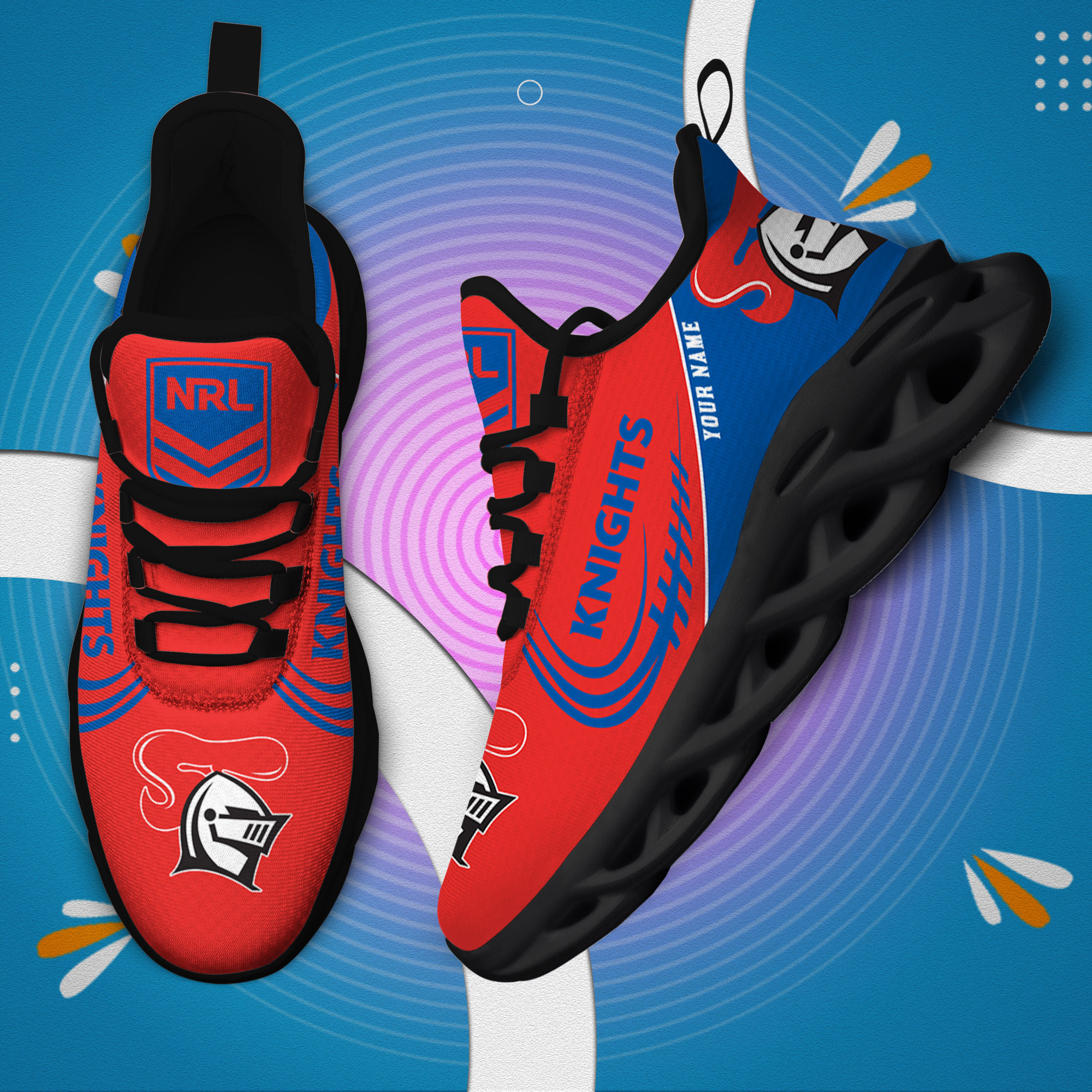 Custom Name Newcastle Knights PERSONALIZED MAX SOUL SHOES DS006 - Famjoys Custom Name Newcastle Knights PERSONALIZED MAX SOUL SHOES DS006 - Famjoys