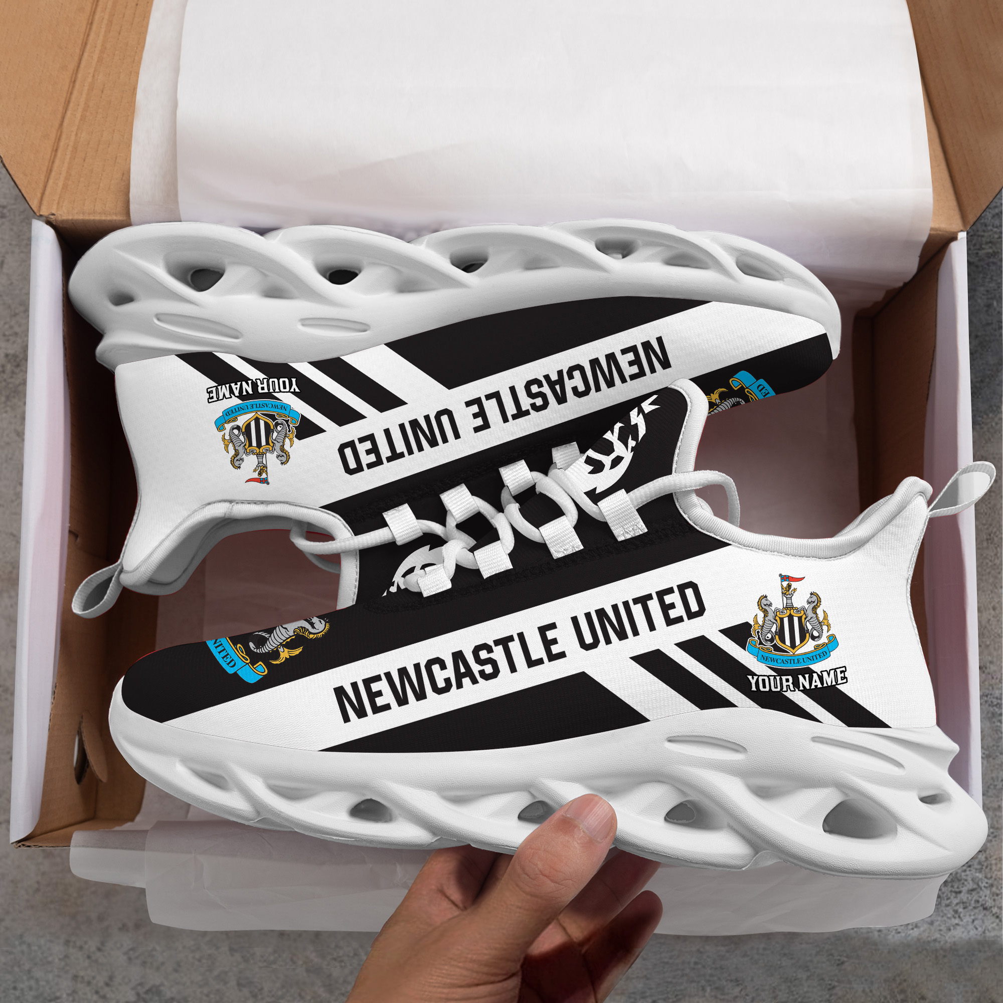 Custom Name Newcastle United PERSONALIZED MAX SOUL SHOES DS006 EPL - Famjoys Custom Name Newcastle United PERSONALIZED MAX SOUL SHOES DS006 EPL - Famjoys