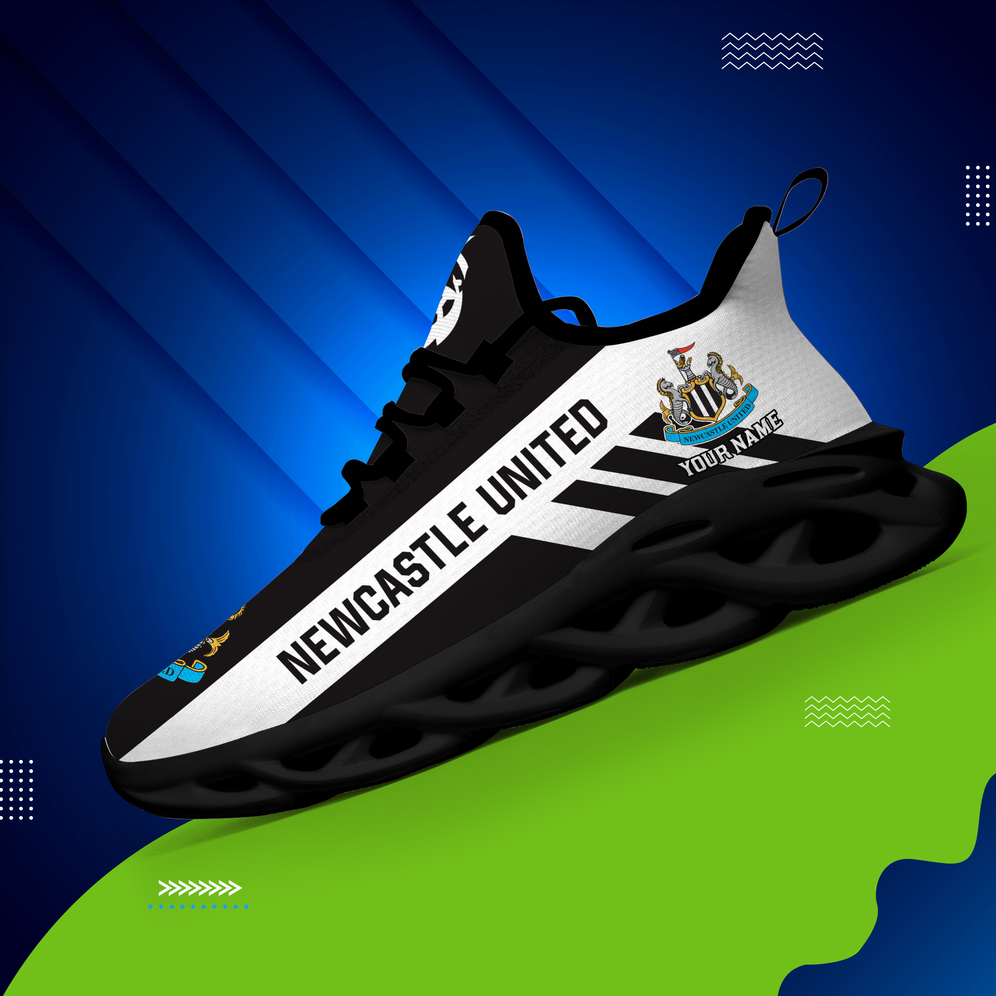 Custom Name Newcastle United PERSONALIZED MAX SOUL SHOES DS006 EPL - Famjoys Custom Name Newcastle United PERSONALIZED MAX SOUL SHOES DS006 EPL - Famjoys