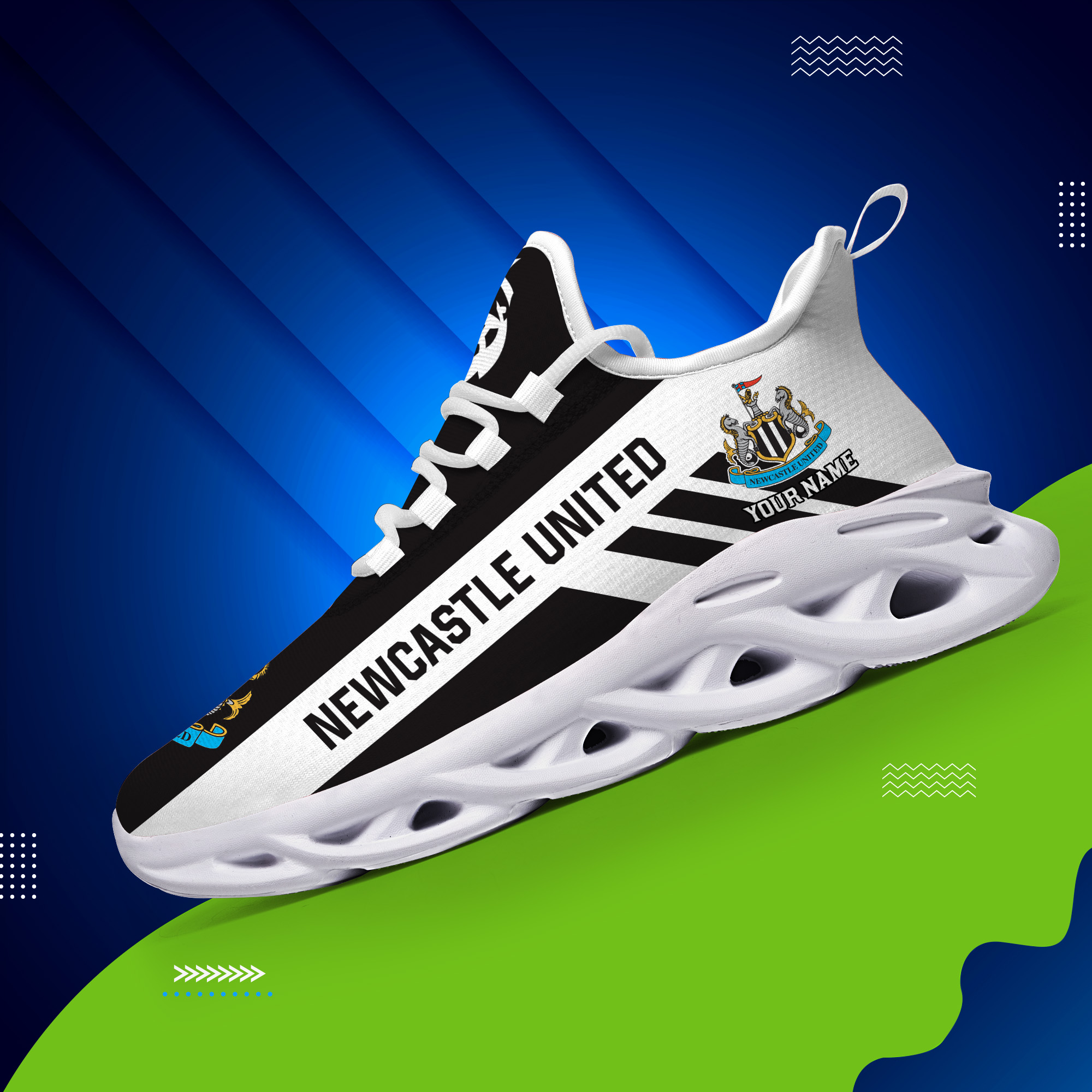 Custom Name Newcastle United PERSONALIZED MAX SOUL SHOES DS006 EPL - Famjoys Custom Name Newcastle United PERSONALIZED MAX SOUL SHOES DS006 EPL - Famjoys