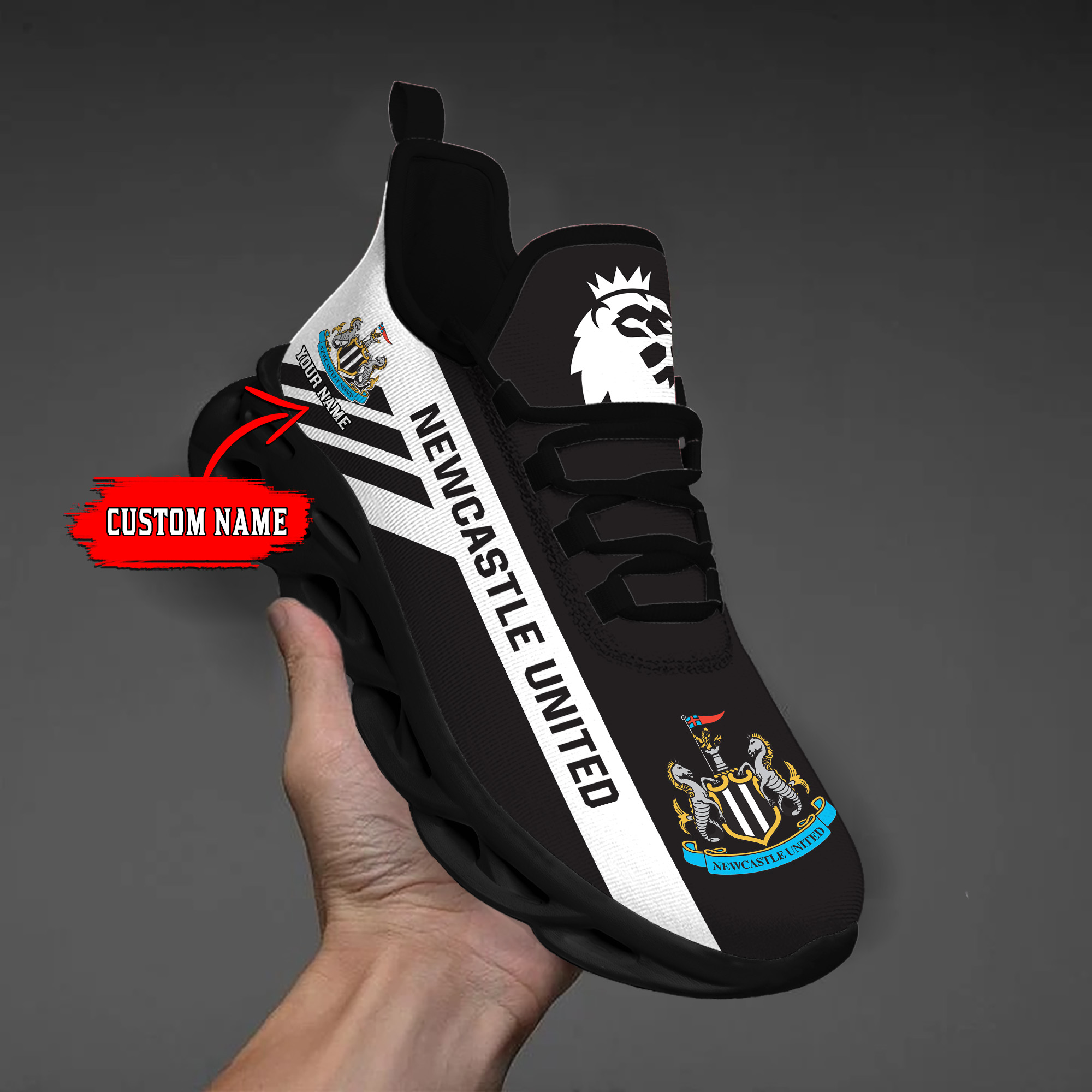 Custom Name Newcastle United PERSONALIZED MAX SOUL SHOES DS006 EPL - Famjoys Custom Name Newcastle United PERSONALIZED MAX SOUL SHOES DS006 EPL - Famjoys
