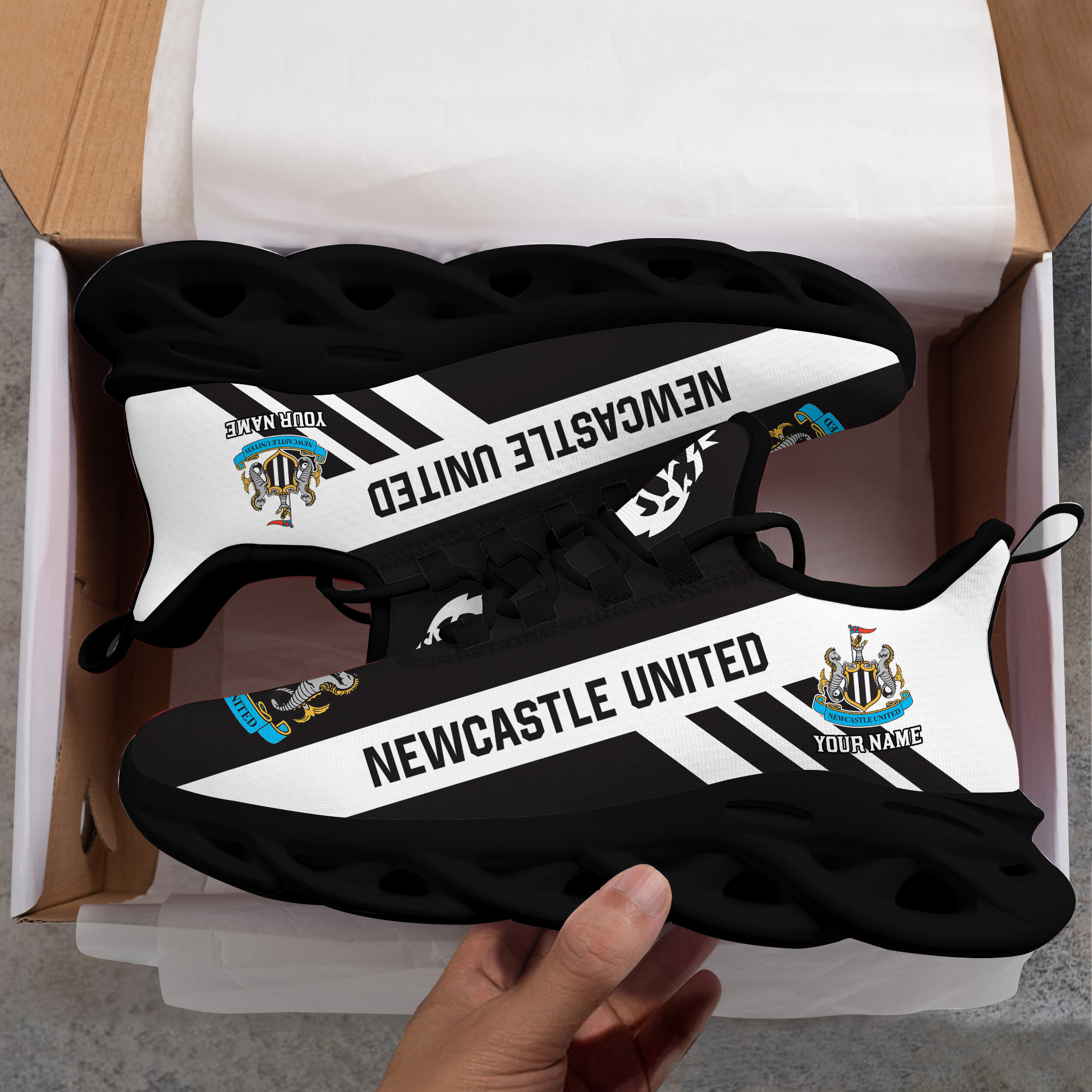 Custom Name Newcastle United PERSONALIZED MAX SOUL SHOES DS006 EPL - Famjoys Custom Name Newcastle United PERSONALIZED MAX SOUL SHOES DS006 EPL - Famjoys
