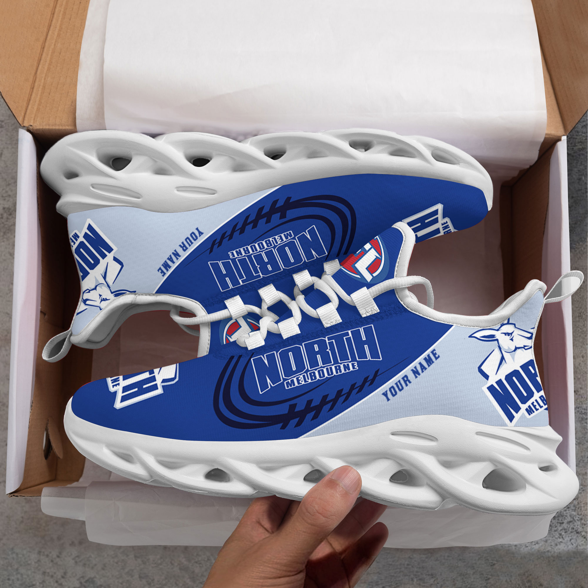 Custom Name North Melbourne Kangaroos PERSONALIZED MAX SOUL SHOES DS006 - Famjoys Custom Name North Melbourne Kangaroos PERSONALIZED MAX SOUL SHOES DS006 - Famjoys