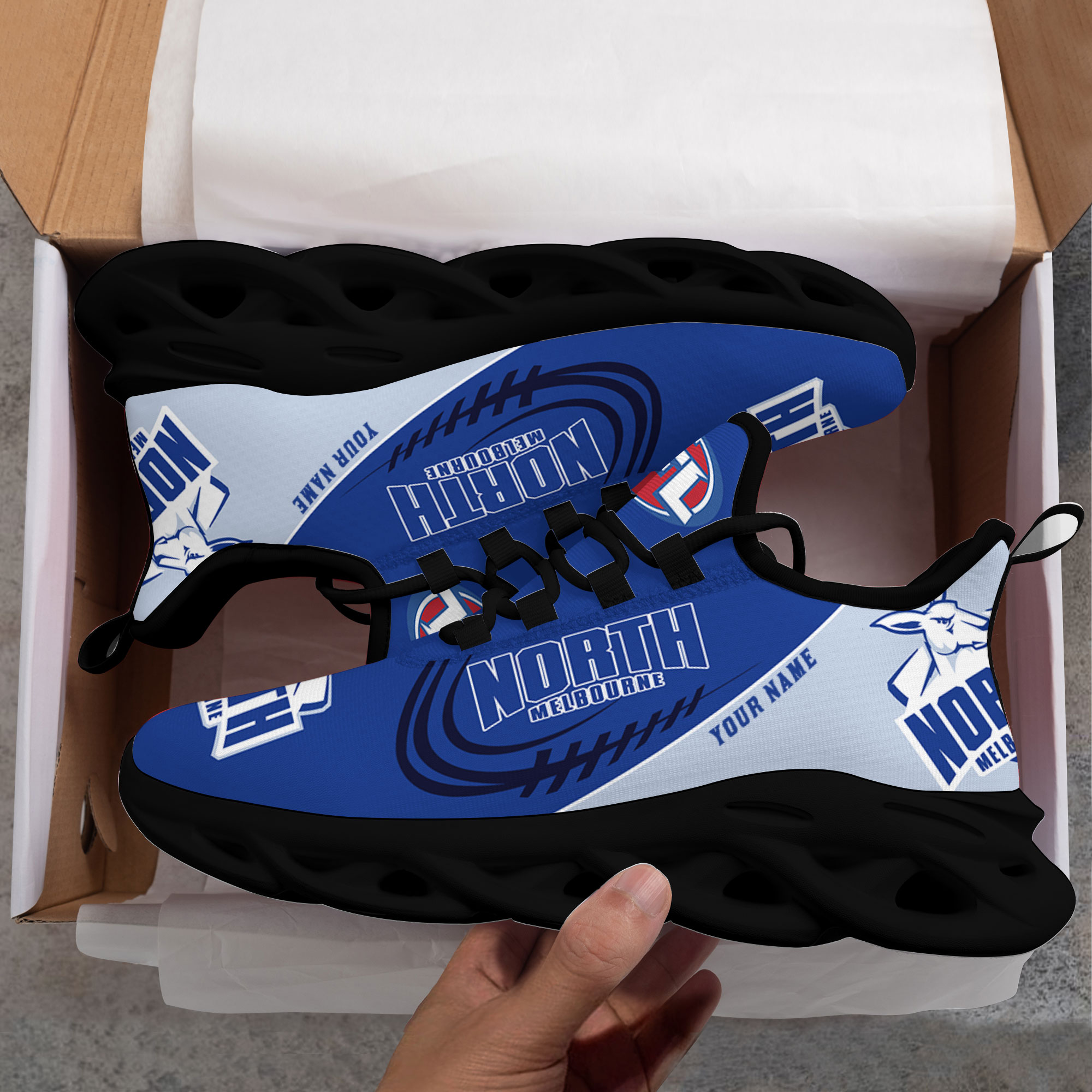 Custom Name North Melbourne Kangaroos PERSONALIZED MAX SOUL SHOES DS006 - Famjoys Custom Name North Melbourne Kangaroos PERSONALIZED MAX SOUL SHOES DS006 - Famjoys