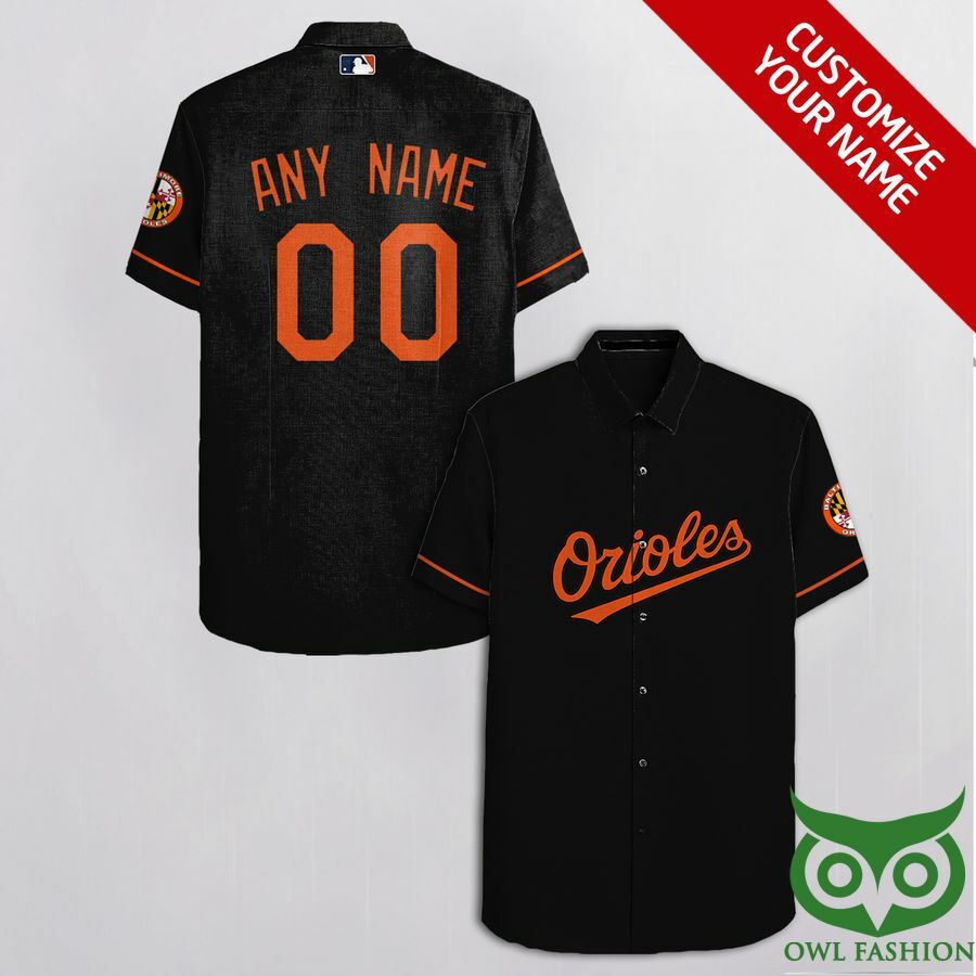 Custom Name Number Baltimore Orioles Black And Orange Hawaiian Shirt - Famjoys Custom Name Number Baltimore Orioles Black And Orange Hawaiian Shirt - Famjoys