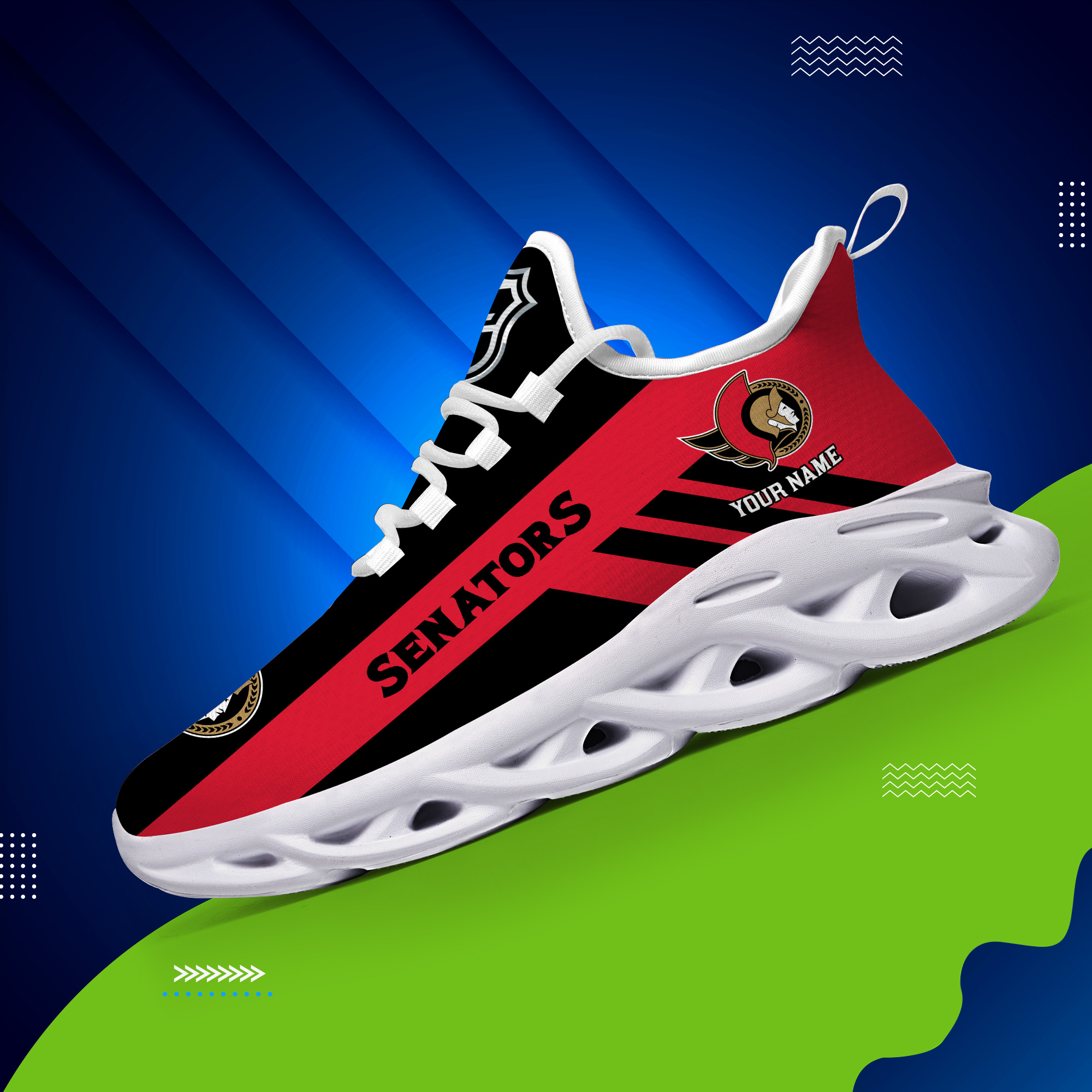 Custom Name Ottawa Senators PERSONALIZED MAX SOUL SHOES DS004 - Famjoys Custom Name Ottawa Senators PERSONALIZED MAX SOUL SHOES DS004 - Famjoys