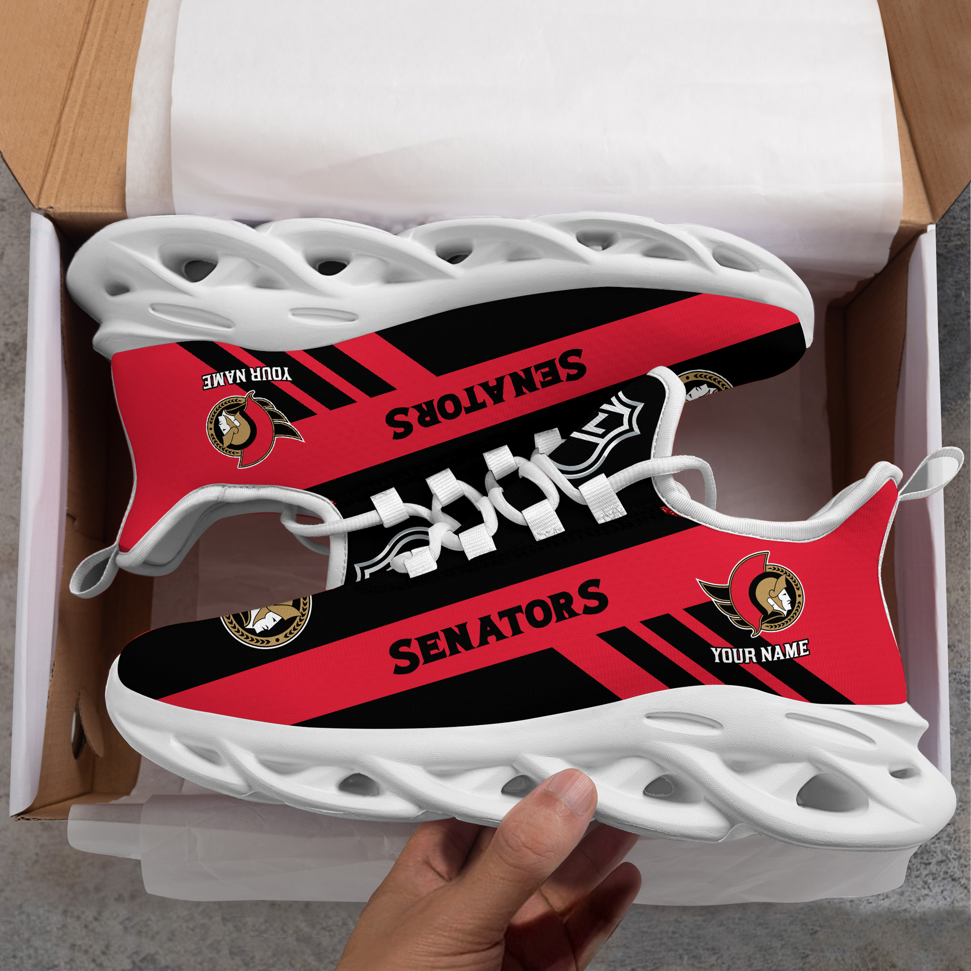 Custom Name Ottawa Senators PERSONALIZED MAX SOUL SHOES DS004 - Famjoys Custom Name Ottawa Senators PERSONALIZED MAX SOUL SHOES DS004 - Famjoys