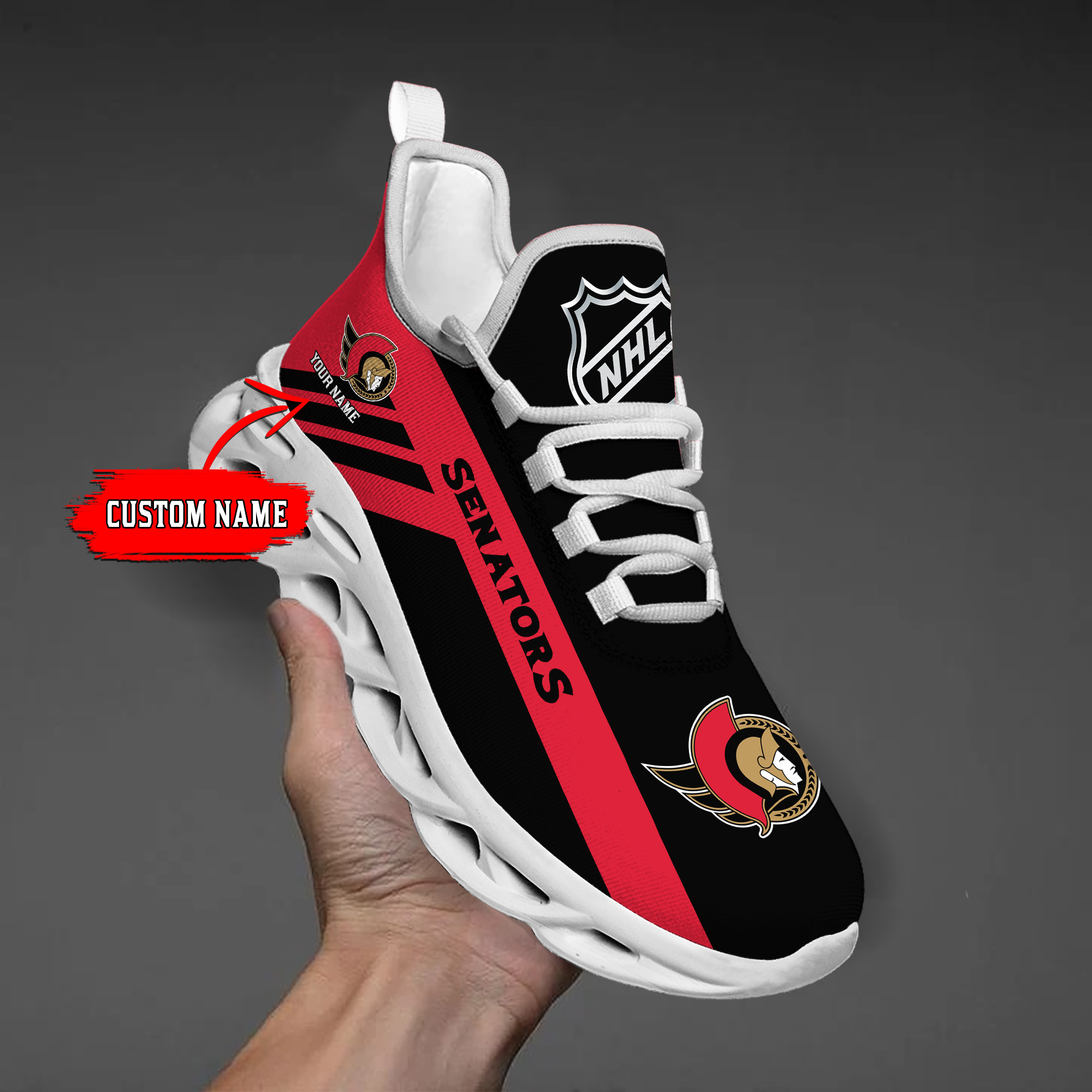 Custom Name Ottawa Senators PERSONALIZED MAX SOUL SHOES DS004 - Famjoys Custom Name Ottawa Senators PERSONALIZED MAX SOUL SHOES DS004 - Famjoys