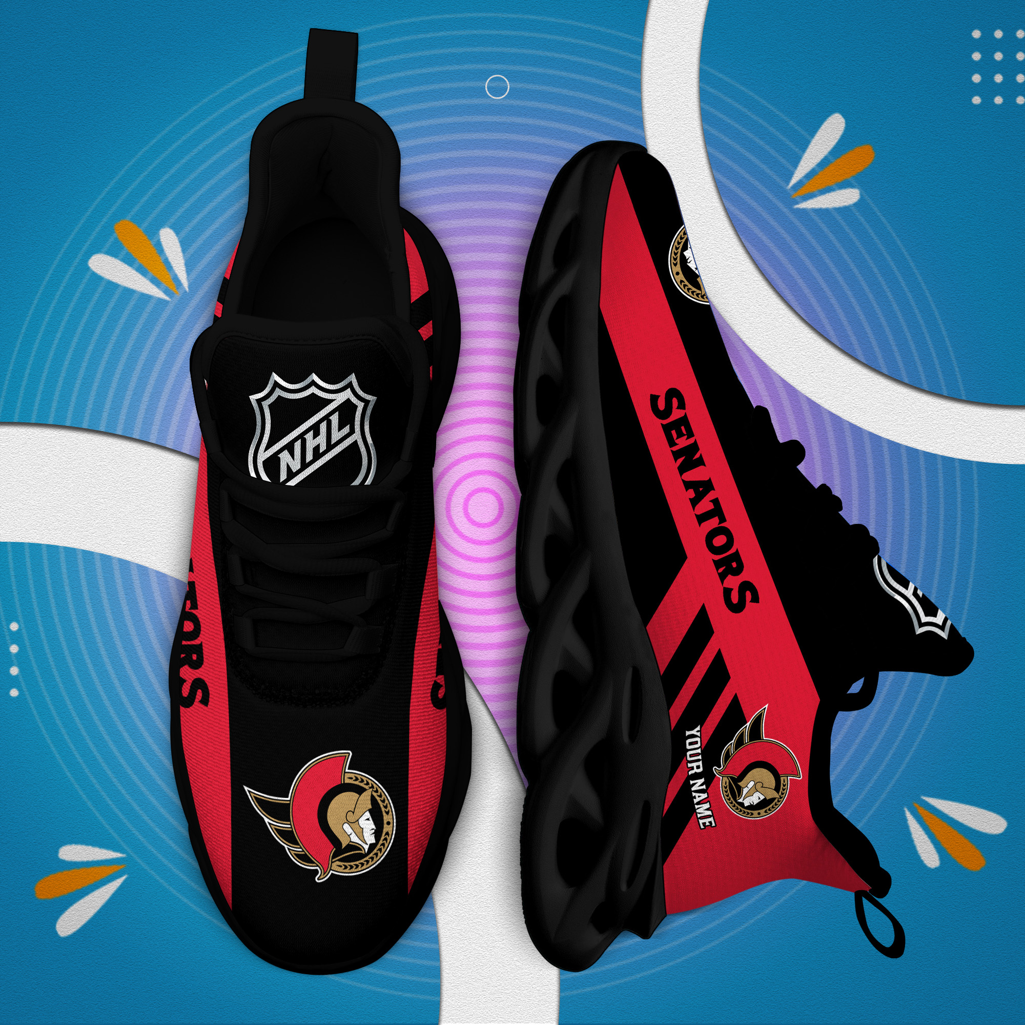 Custom Name Ottawa Senators PERSONALIZED MAX SOUL SHOES DS004 - Famjoys Custom Name Ottawa Senators PERSONALIZED MAX SOUL SHOES DS004 - Famjoys