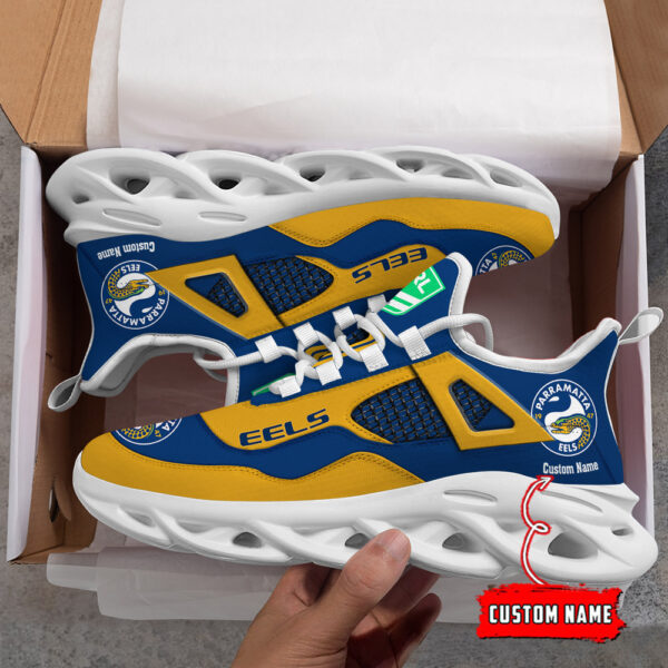 Custom Name Parramatta Eels NRL MAX SOUL SHOES DS001 - Famjoys Custom Name Parramatta Eels NRL MAX SOUL SHOES DS001 - Famjoys