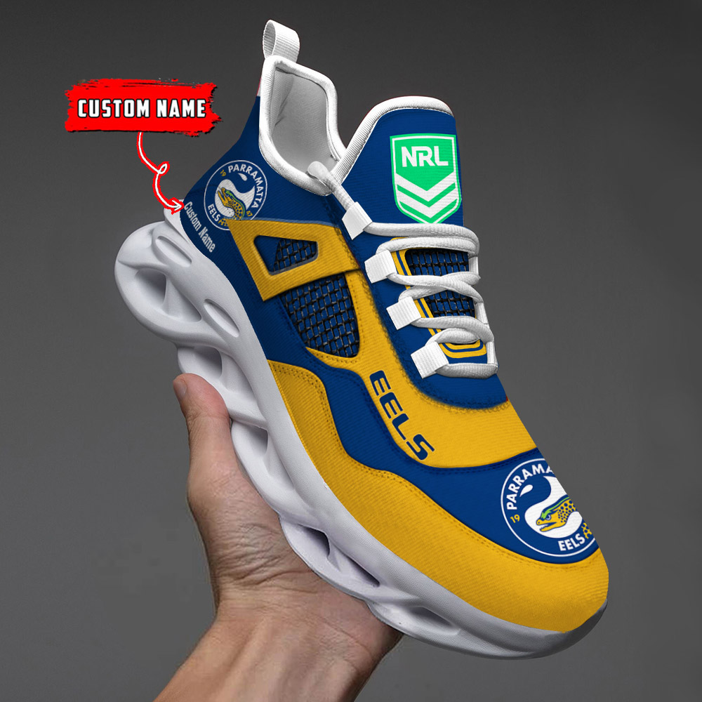 Custom Name Parramatta Eels NRL MAX SOUL SHOES DS001 - Famjoys Custom Name Parramatta Eels NRL MAX SOUL SHOES DS001 - Famjoys