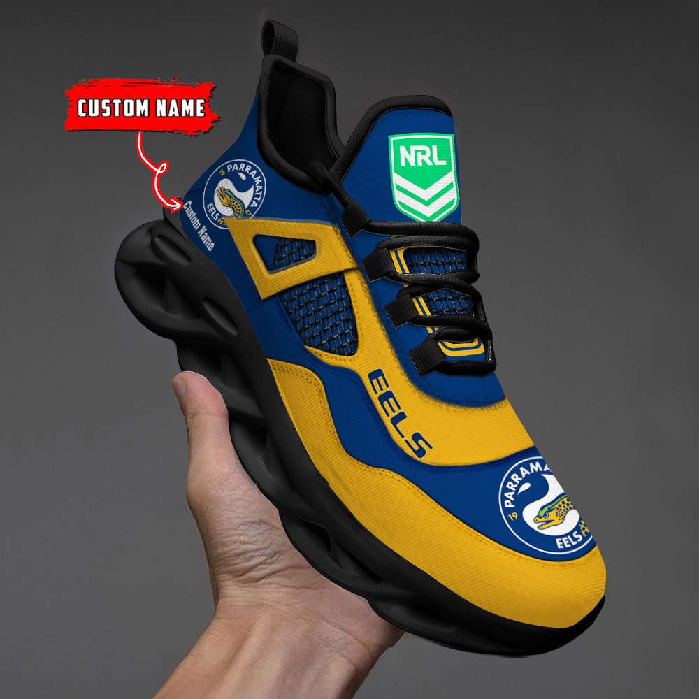 Custom Name Parramatta Eels NRL MAX SOUL SHOES DS001 - Famjoys Custom Name Parramatta Eels NRL MAX SOUL SHOES DS001 - Famjoys