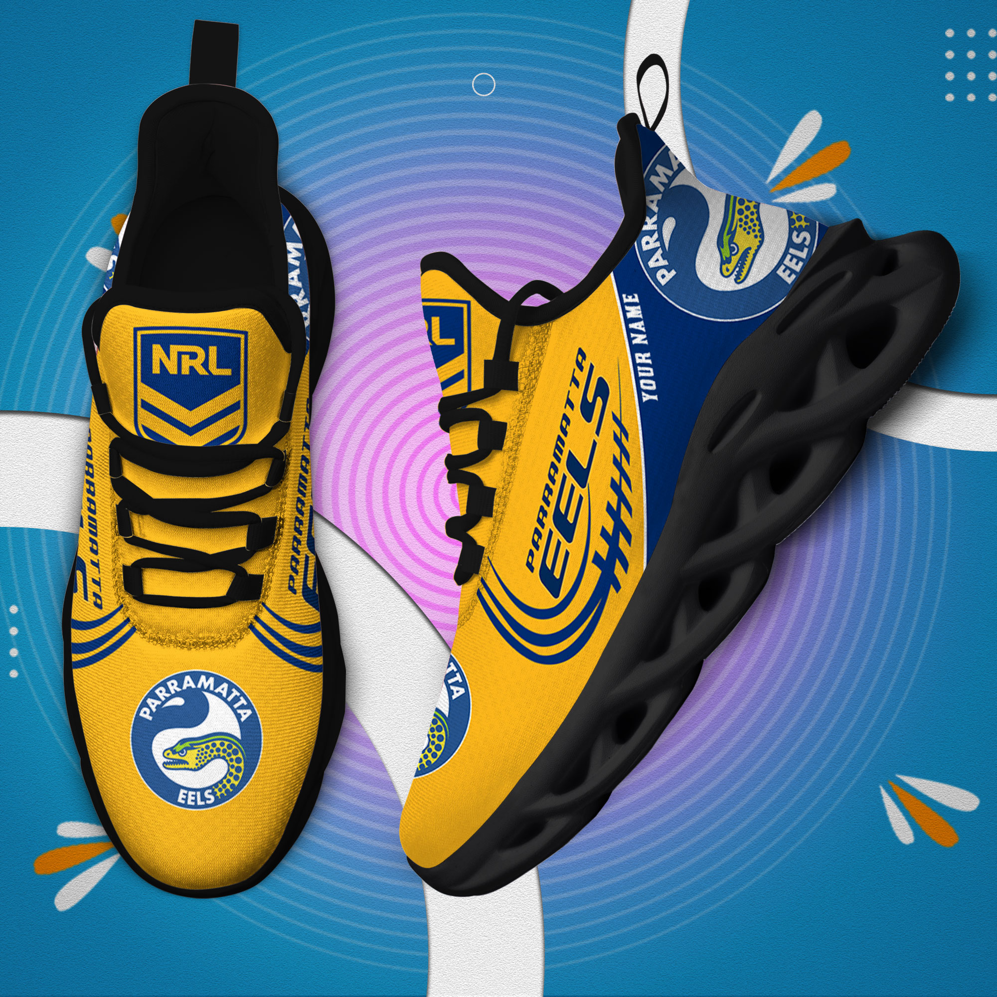 Custom Name Parramatta Eels PERSONALIZED MAX SOUL SHOES DS006 - Famjoys Custom Name Parramatta Eels PERSONALIZED MAX SOUL SHOES DS006 - Famjoys