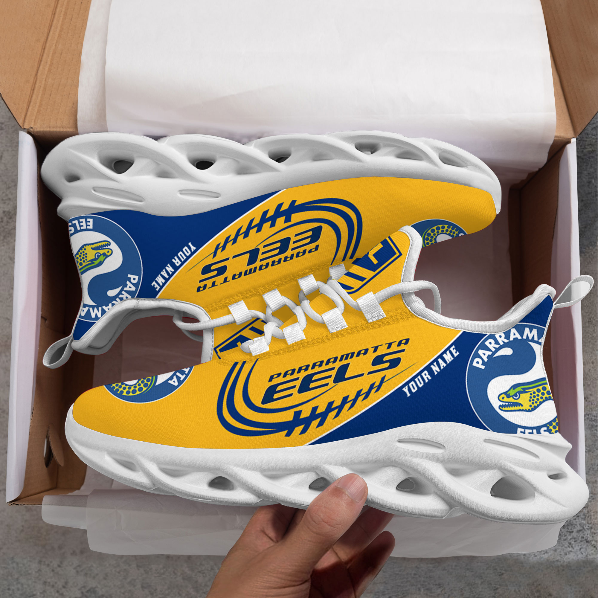 Custom Name Parramatta Eels PERSONALIZED MAX SOUL SHOES DS006 - Famjoys Custom Name Parramatta Eels PERSONALIZED MAX SOUL SHOES DS006 - Famjoys