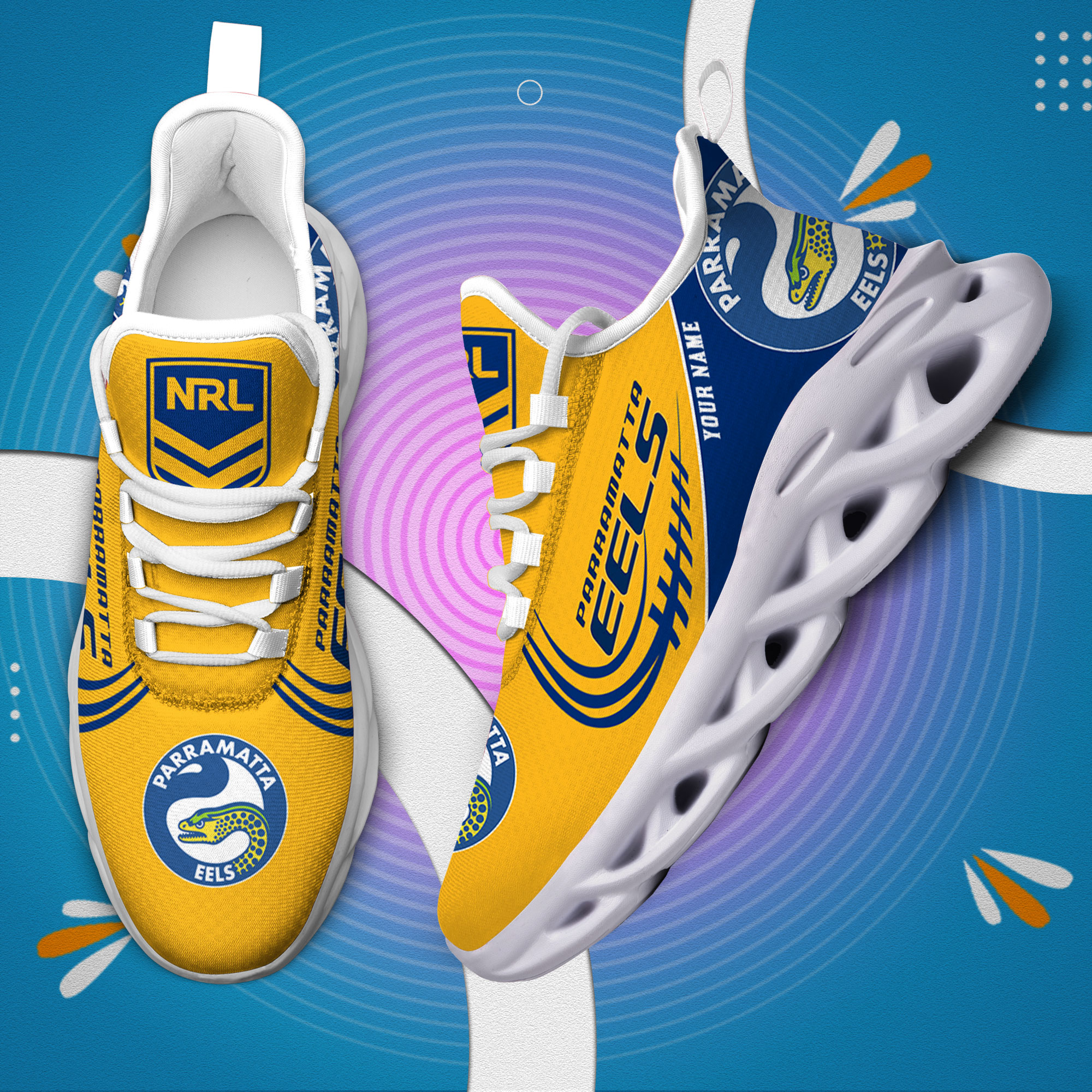 Custom Name Parramatta Eels PERSONALIZED MAX SOUL SHOES DS006 - Famjoys Custom Name Parramatta Eels PERSONALIZED MAX SOUL SHOES DS006 - Famjoys