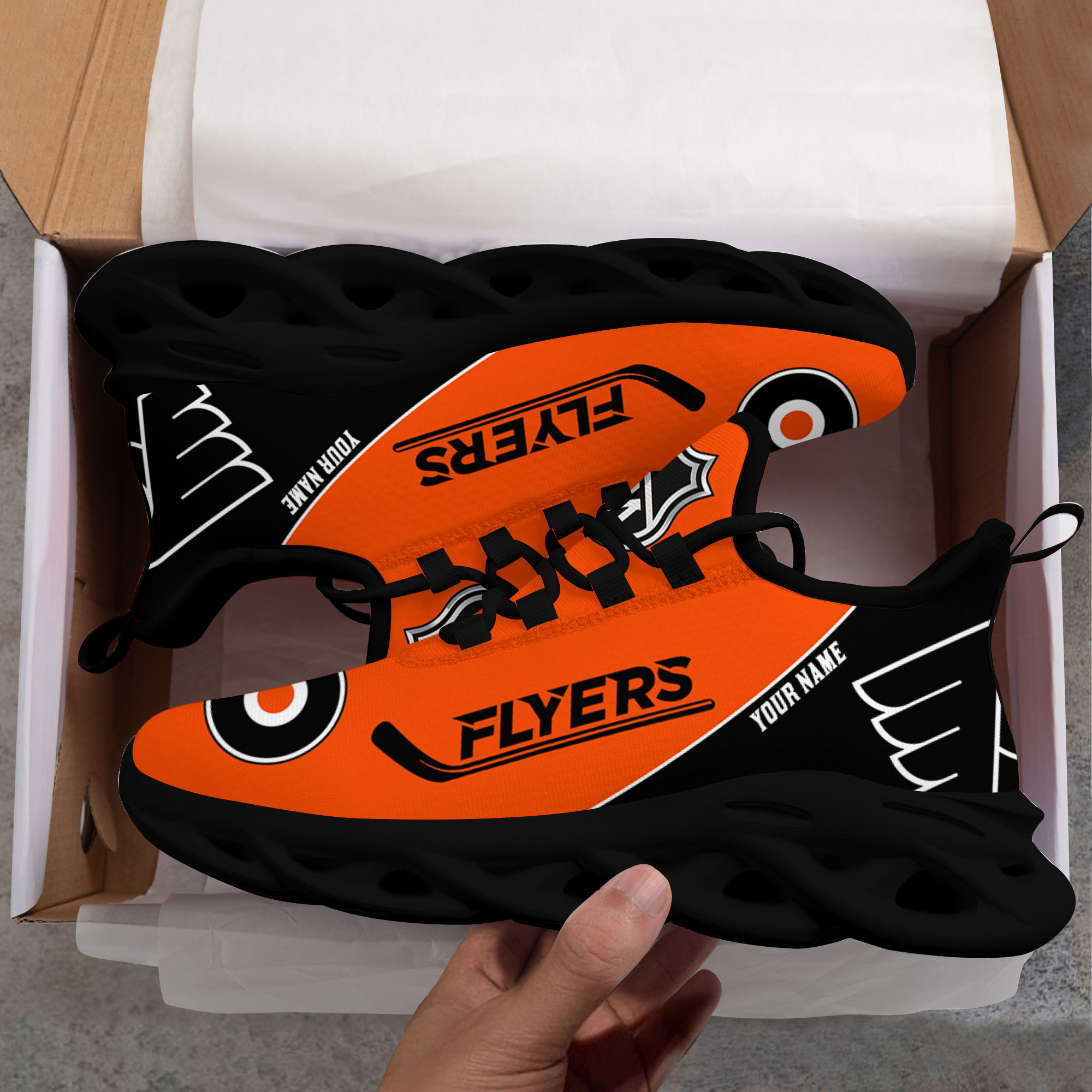 Custom Name Philadelphia Flyers PERSONALIZED MAX SOUL SHOES DS006 NEW 2022 M1 - Famjoys Custom Name Philadelphia Flyers PERSONALIZED MAX SOUL SHOES DS006 NEW 2022 M1 - Famjoys