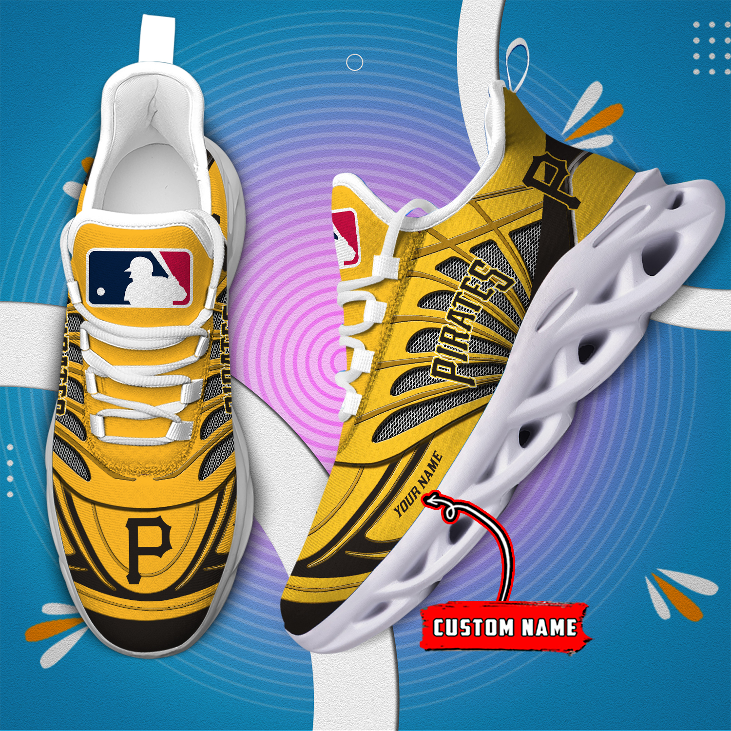 Custom Name Pittsburgh Pirates PERSONALIZED MAX SOUL SHOES DS005 - Famjoys Custom Name Pittsburgh Pirates PERSONALIZED MAX SOUL SHOES DS005 - Famjoys