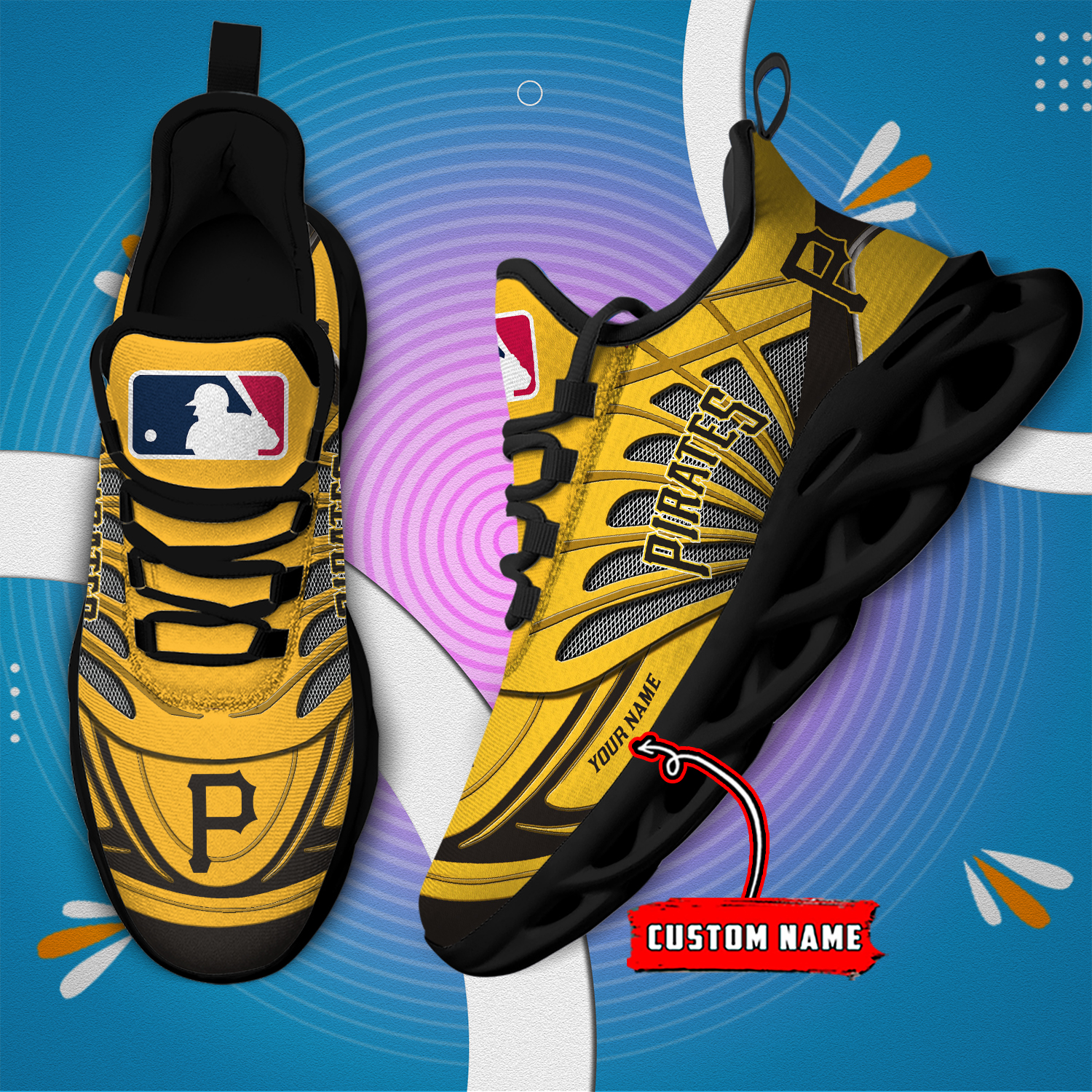 Custom Name Pittsburgh Pirates PERSONALIZED MAX SOUL SHOES DS005 - Famjoys Custom Name Pittsburgh Pirates PERSONALIZED MAX SOUL SHOES DS005 - Famjoys