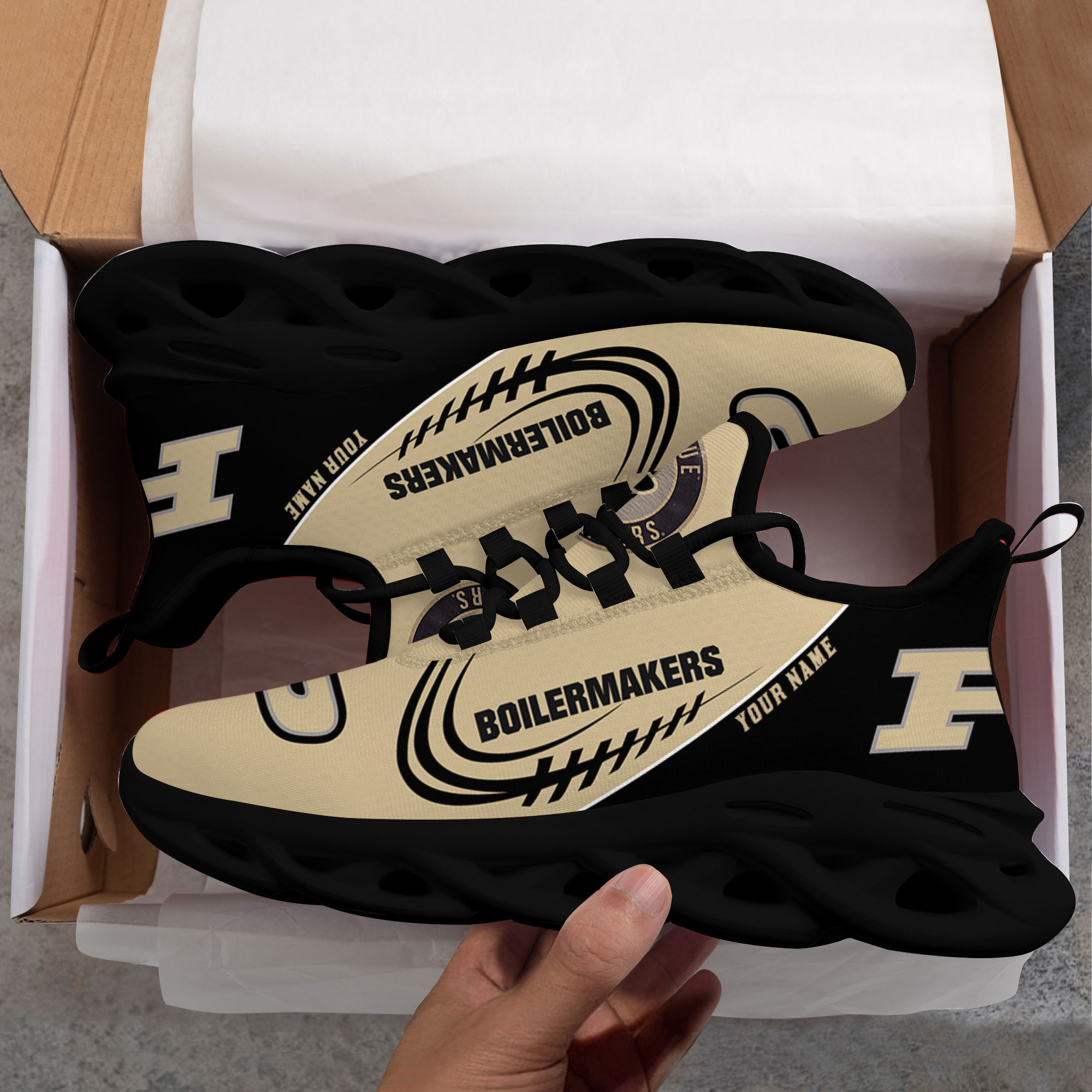 Custom Name Purdue Boilermakers PERSONALIZED MAX SOUL SHOES DS006 - Famjoys Custom Name Purdue Boilermakers PERSONALIZED MAX SOUL SHOES DS006 - Famjoys