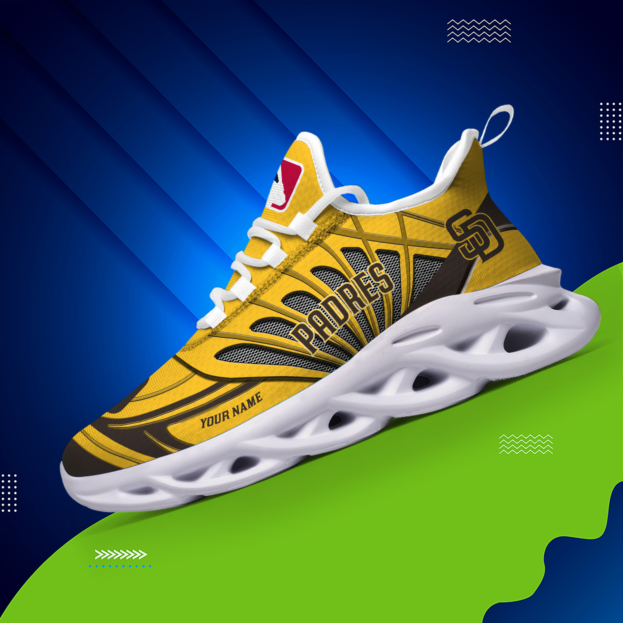 Custom Name San Diego Padres PERSONALIZED MAX SOUL SHOES DS005 - Famjoys Custom Name San Diego Padres PERSONALIZED MAX SOUL SHOES DS005 - Famjoys