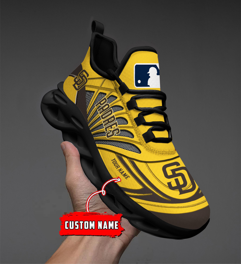 Custom Name San Diego Padres PERSONALIZED MAX SOUL SHOES DS005 - Famjoys Custom Name San Diego Padres PERSONALIZED MAX SOUL SHOES DS005 - Famjoys