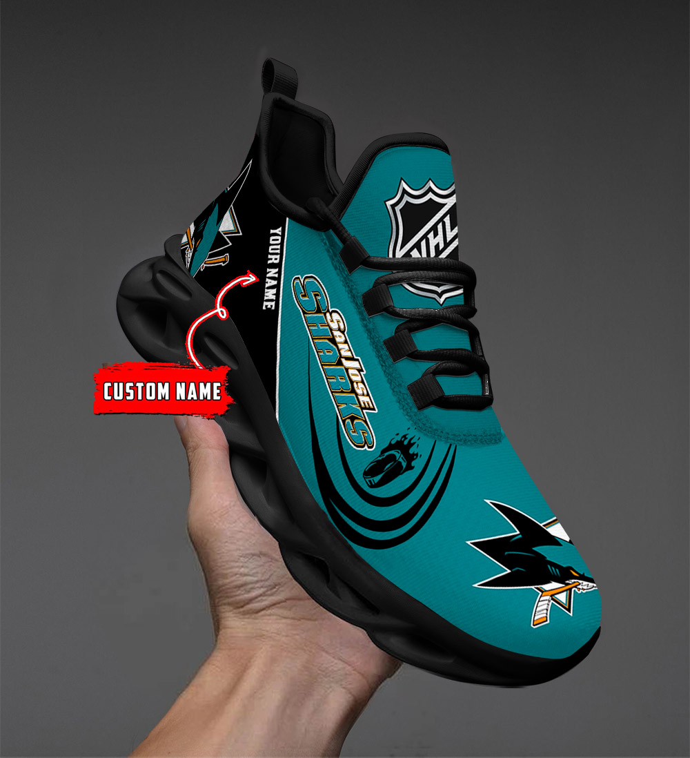 Custom Name San Jose Sharks PERSONALIZED MAX SOUL SHOES DS006 - Famjoys Custom Name San Jose Sharks PERSONALIZED MAX SOUL SHOES DS006 - Famjoys