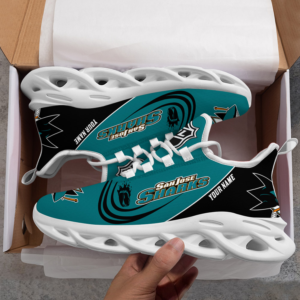 Custom Name San Jose Sharks PERSONALIZED MAX SOUL SHOES DS006 - Famjoys Custom Name San Jose Sharks PERSONALIZED MAX SOUL SHOES DS006 - Famjoys