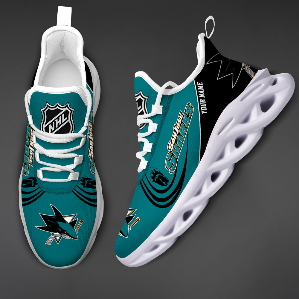 Custom Name San Jose Sharks PERSONALIZED MAX SOUL SHOES DS006 - Famjoys Custom Name San Jose Sharks PERSONALIZED MAX SOUL SHOES DS006 - Famjoys
